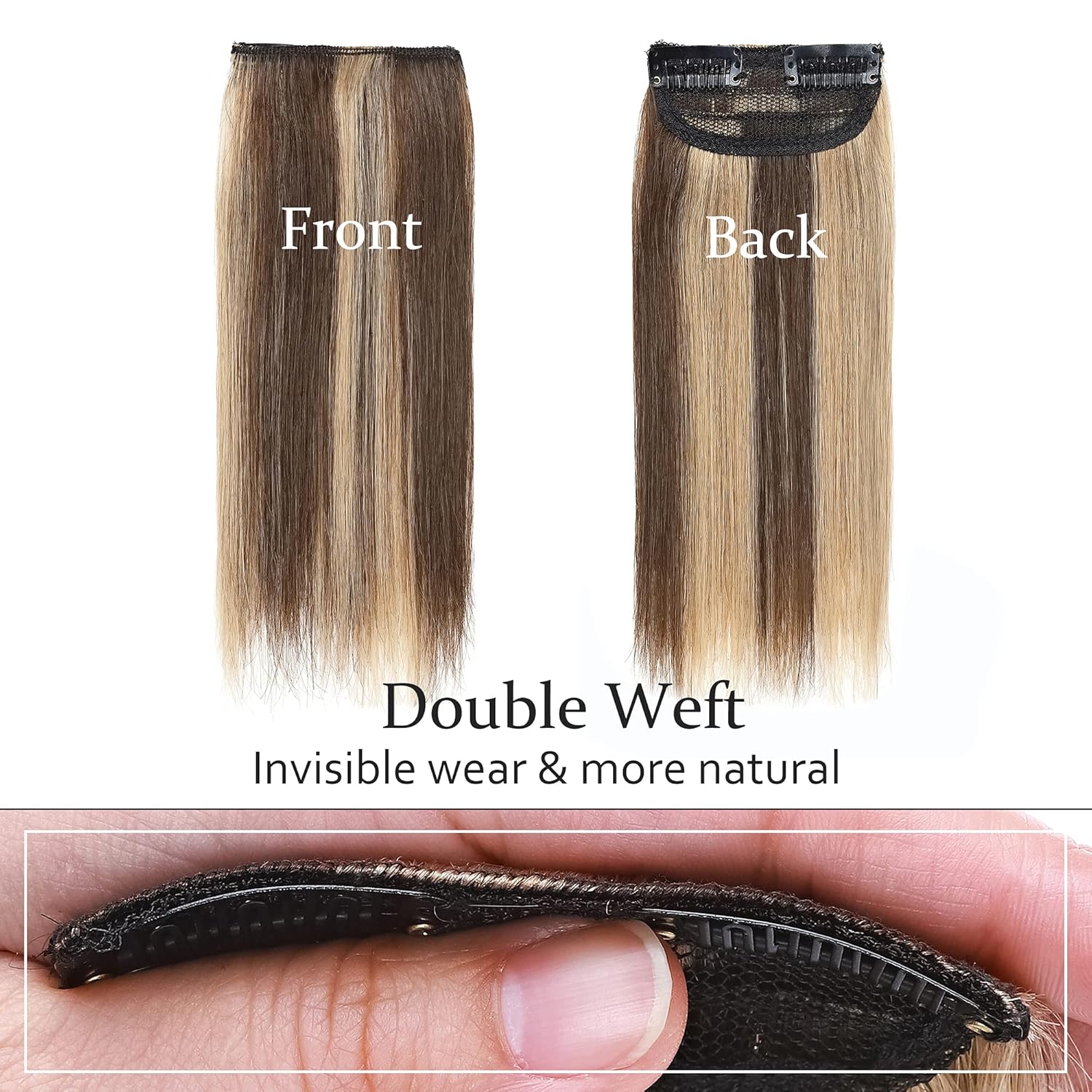SEGO 2 extensiones de cabello humano corto con clip de 8 pulgadas, 0.49 oz, extensiones de cabello humano para mujeres, con cabello adelgazante,