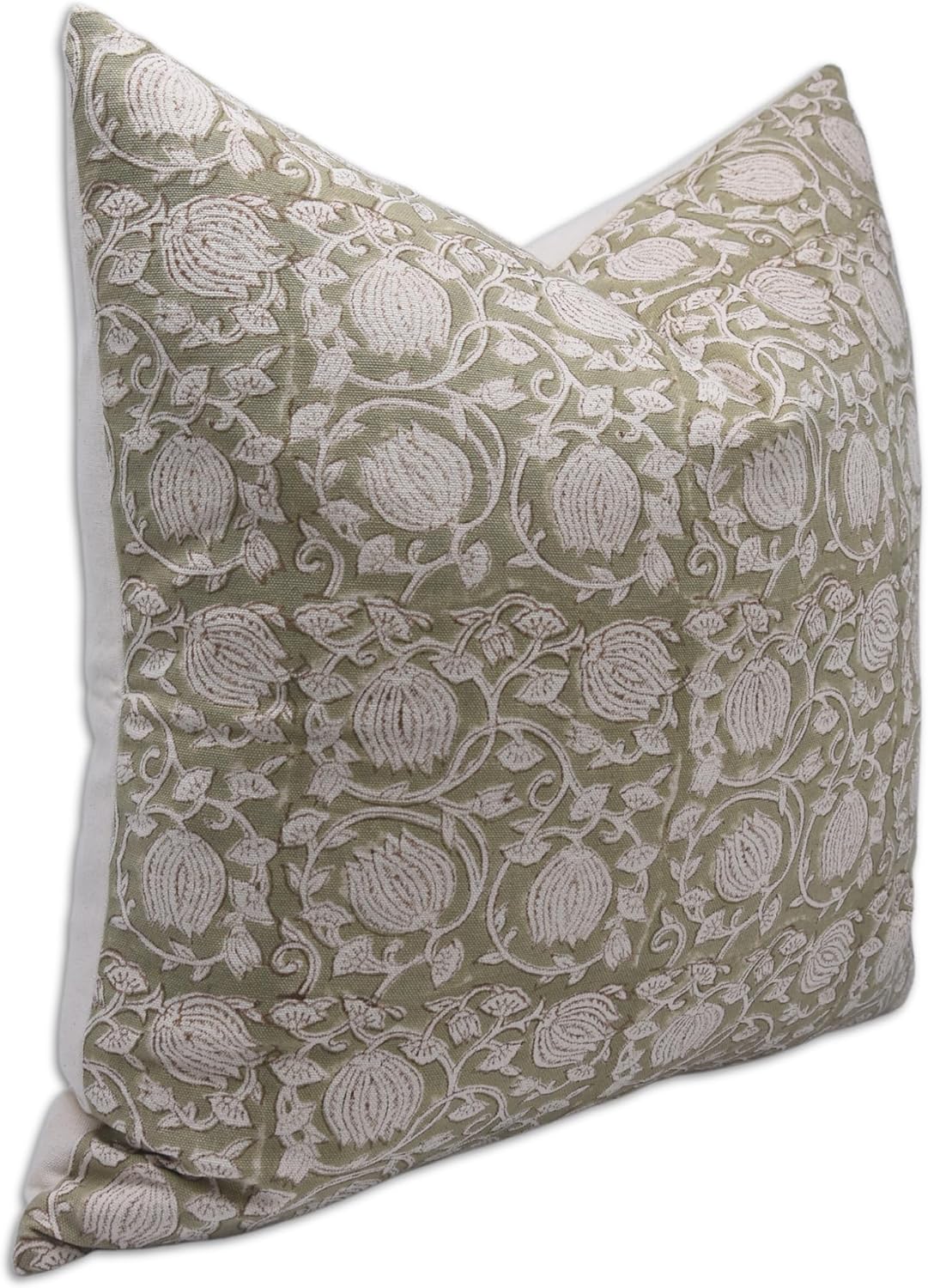 Fabritual Fundas de almohada de algodón de lona de pato con estampado de bloques de 22 x 22 pulgadas, fundas de almohada decorativas hechas a mano