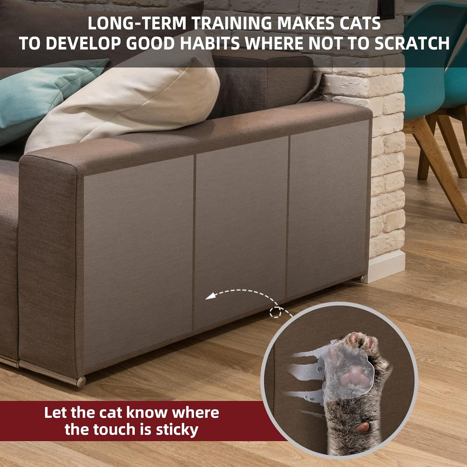 Cinta disuasoria para gatos  Cinta adhesiva antiarañazos de doble cara para muebles de gatos  Cinta de entrenamiento para gatos  Protector de sofá