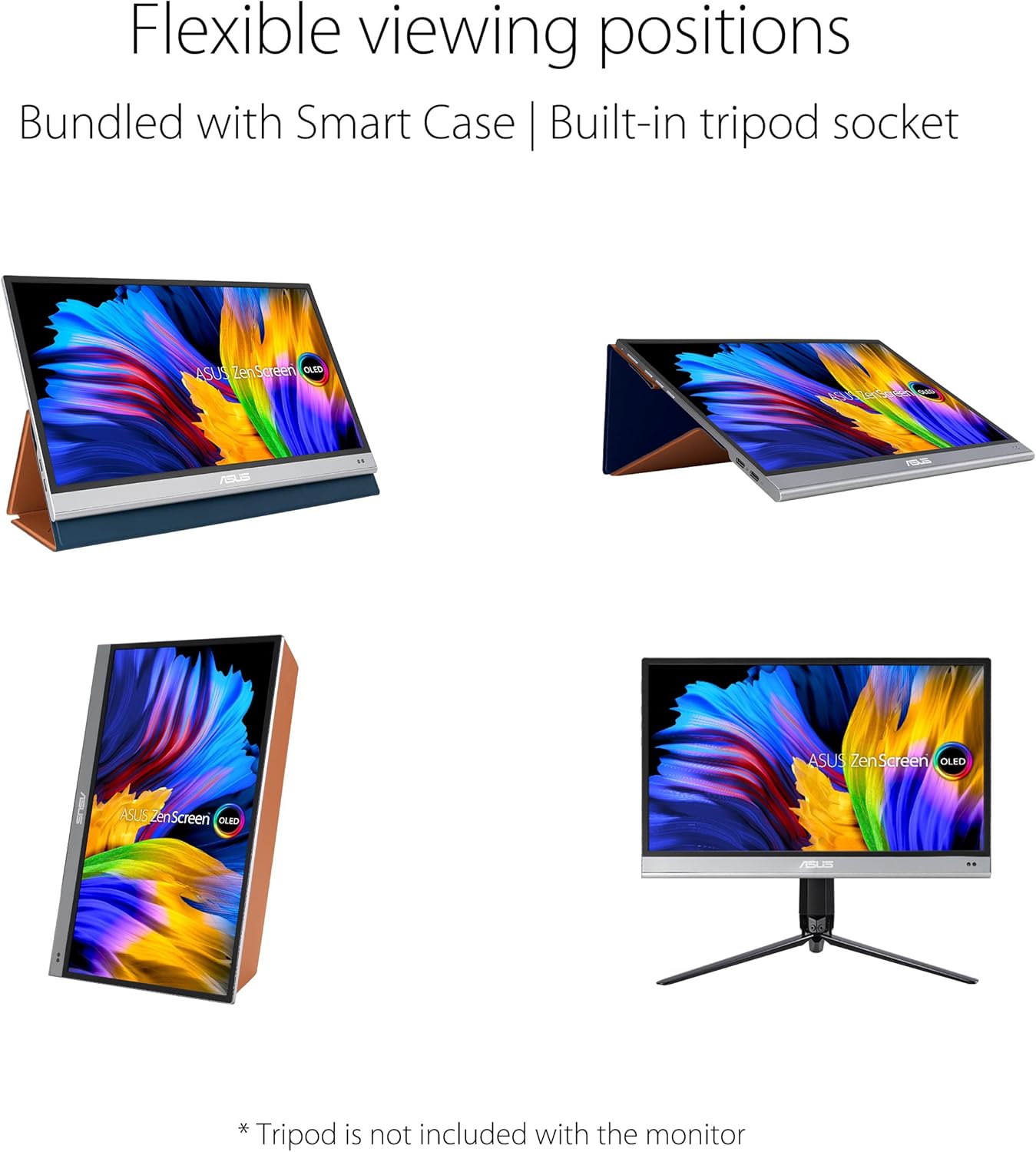 ASUS ZenScreen OLED 13.3″ 1080P Monitor USB portátil (MQ13AH) – Full HD, 100% DCI-P3, 1ms, Delta E  2, HDR-10, cuidado de los ojos, USB tipo C, mini