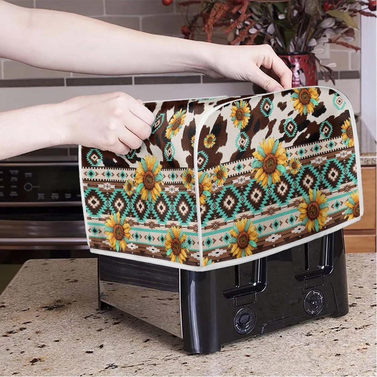 AFPANQZ 2 Slice Aztec Triba Toaster Covers Bread Toaster Oven Protector Covers Abstract Mushroom Print Toaster Covers Anti Dust Fingerprint Covers