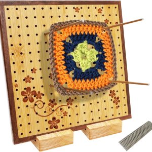 GR Smith Tabla de bloqueo de ganchillo, tabla de madera de bambú de 9.25 pulgadas para tejer cuadrados de ganchillo y abuelita, alfombrilla de GR Smith Tabla de bloqueo de ganchillo, tabla de madera de bambú de 9.25 pulgadas para tejer cuadrados de ganchillo y abuelita, alfombrilla de