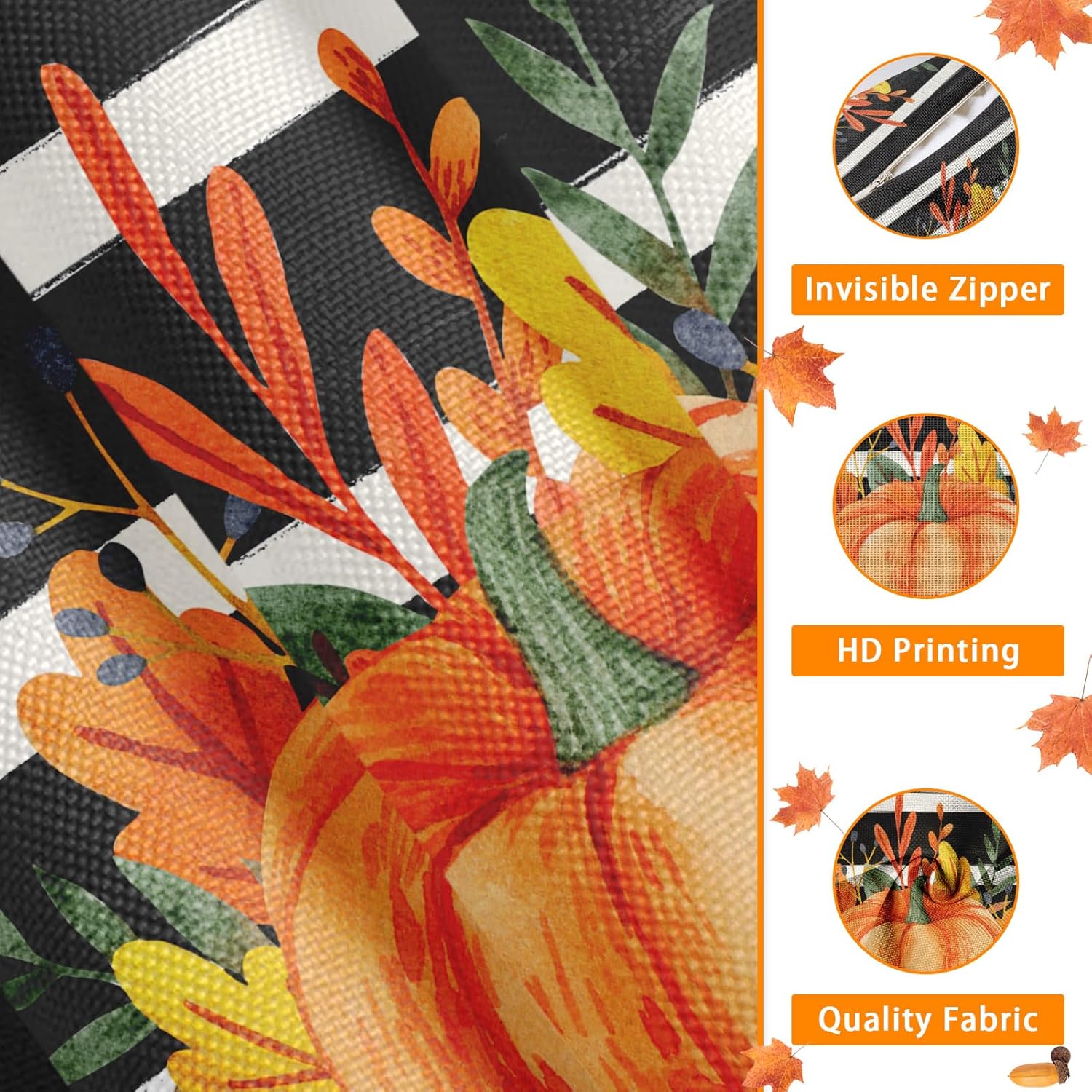 Bayson Juego de 4 fundas de almohada de otoño con diseño de calabaza naranja para otoño, agradecido, bendición, cosecha, Acción de Gracias, camión,