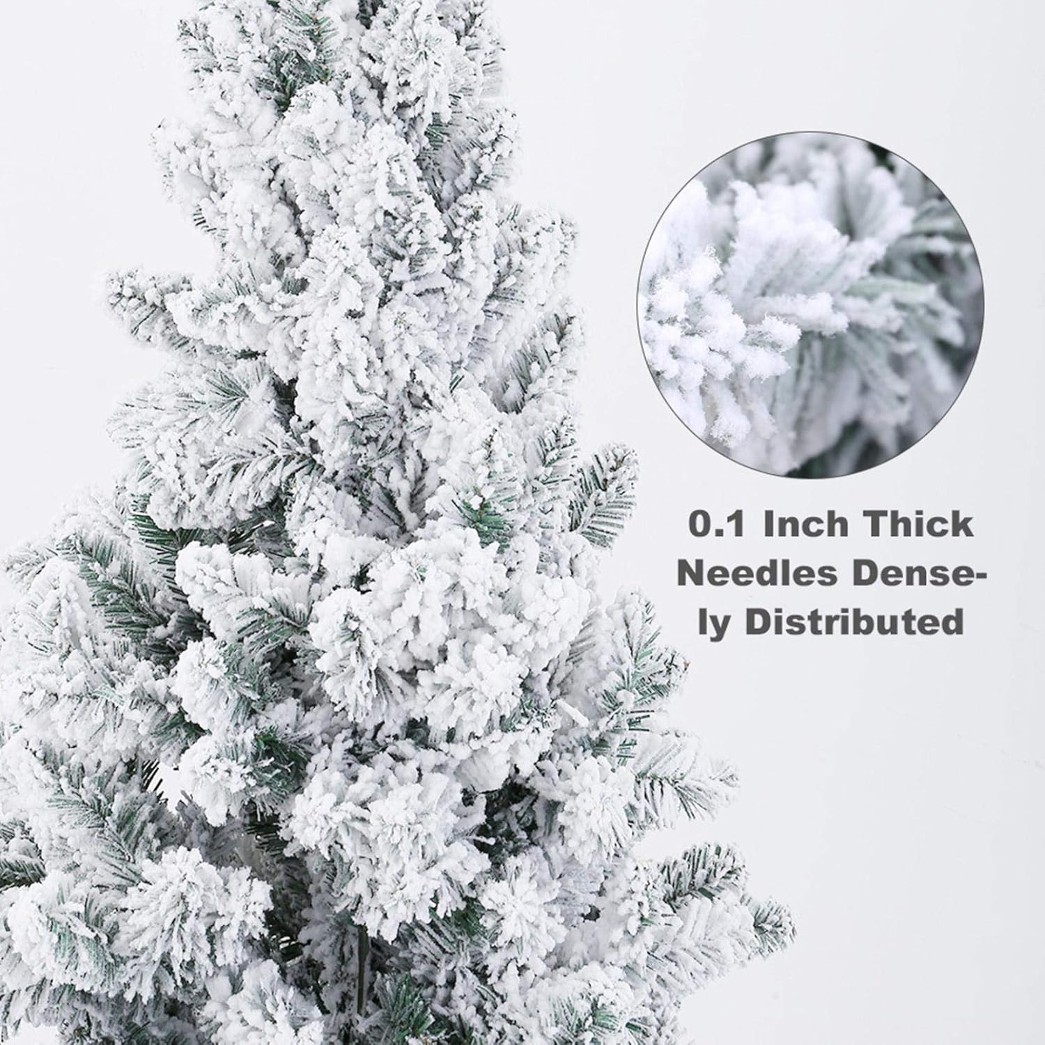 Decoración navideña árbol de Navidad artificial flocado de 7.5 pies, árbol de lápiz de Navidad, decoración del hogar de vacaciones para fiestas,