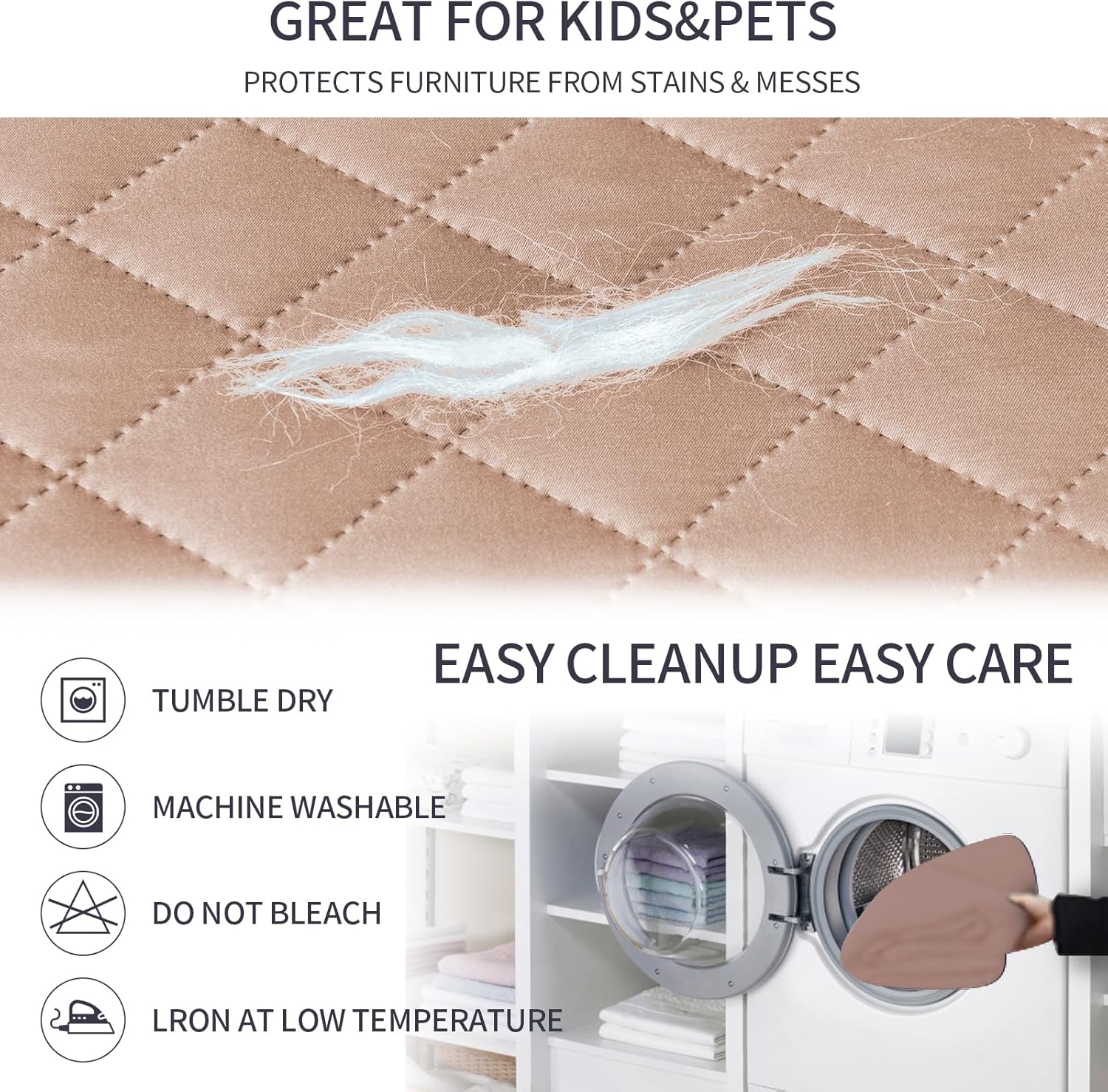 Fundas reversibles para sofá, protector de muebles para perros (sofá, camellobeige)