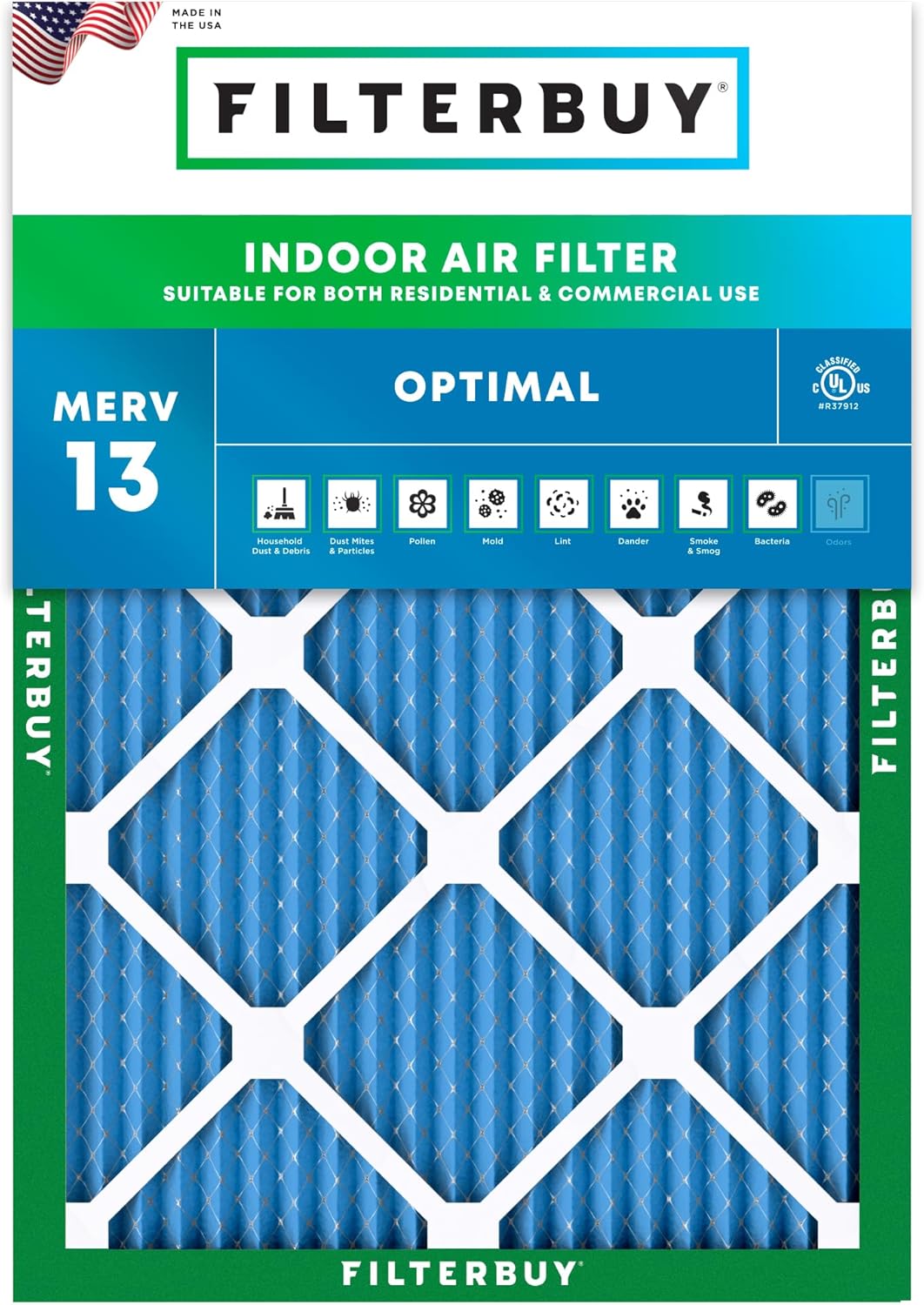 Filterbuy Filtro de aire MERV 13 de 22 x 26 x 1 pulgadas (1 unidad), filtro de aire de repuesto plisado HVAC para calderas de CA (tamaño real 21.50