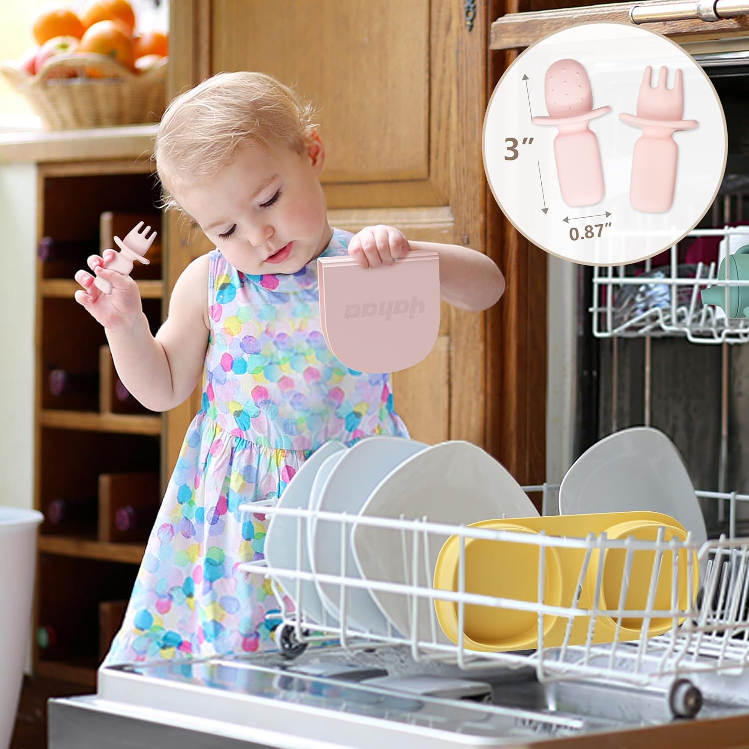 Plato plegable de silicona para bebés, plato antideslizante de agarre dividido 2 en 1, juego de alimentación para entrenamiento de autoalimentación