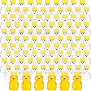 Patelai 96 botellas de plástico de 2 onzas con forma de oso de miel transparente con forma de oso, dispensador de miel vacío con tapa, tarros de Patelai 96 botellas de plástico de 2 onzas con forma de oso de miel transparente con forma de oso, dispensador de miel vacío con tapa, tarros de