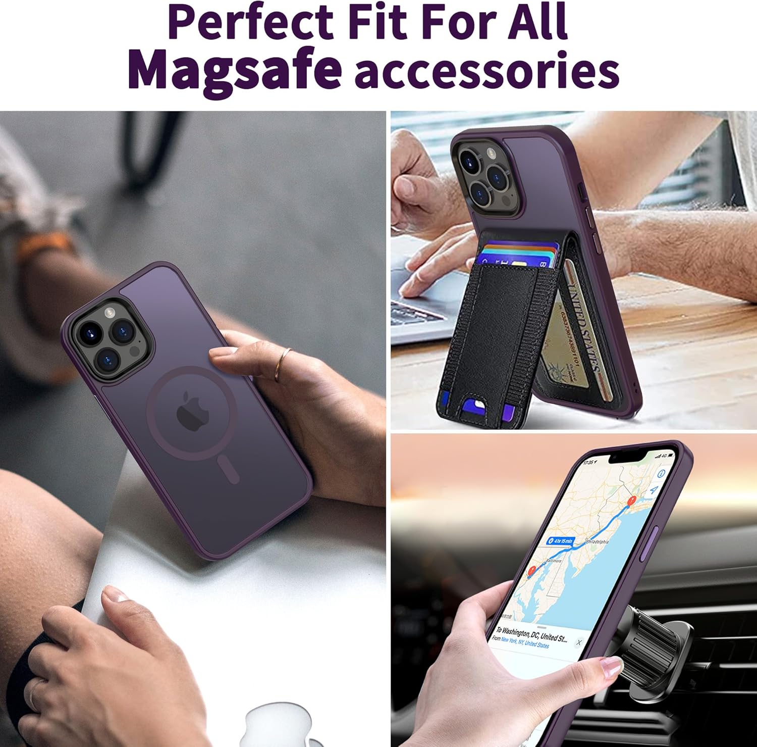 CACOE Funda magnética para iPhone 14 Pro de 6.1 pulgadas, compatible con MagSafe y soporte magnético para teléfono de automóvil, funda delgada de