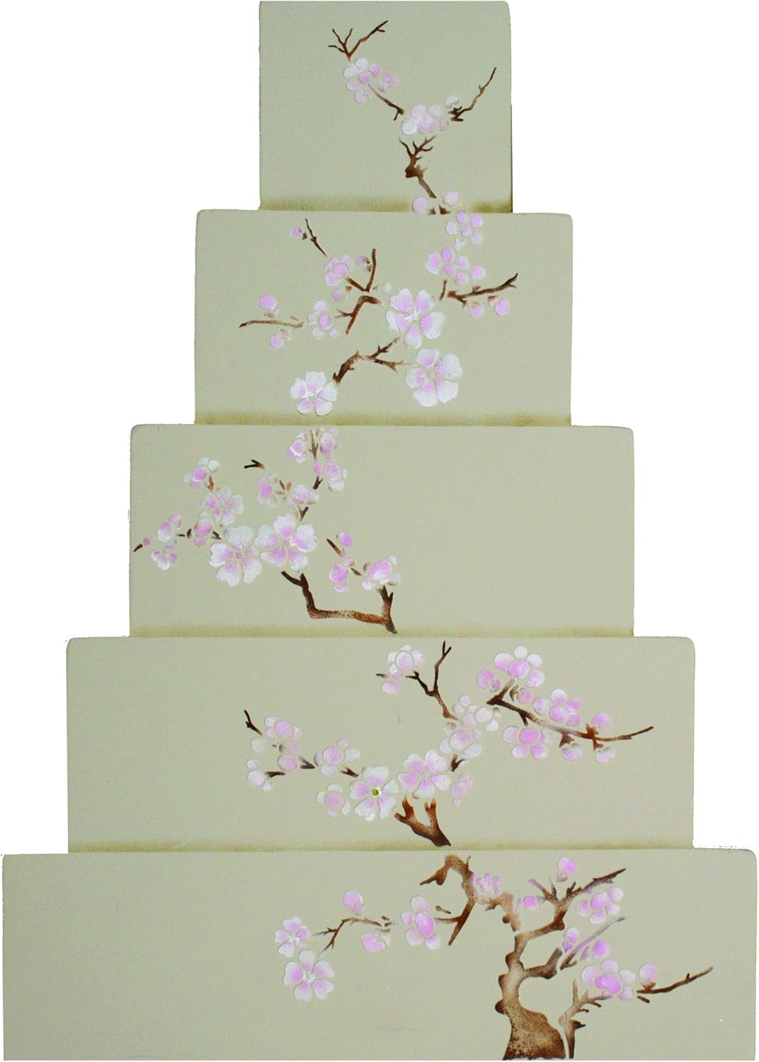 Designer Stencils Plantilla de pastel de nivel 2 de cerezo floreciente, beigesemitransparente