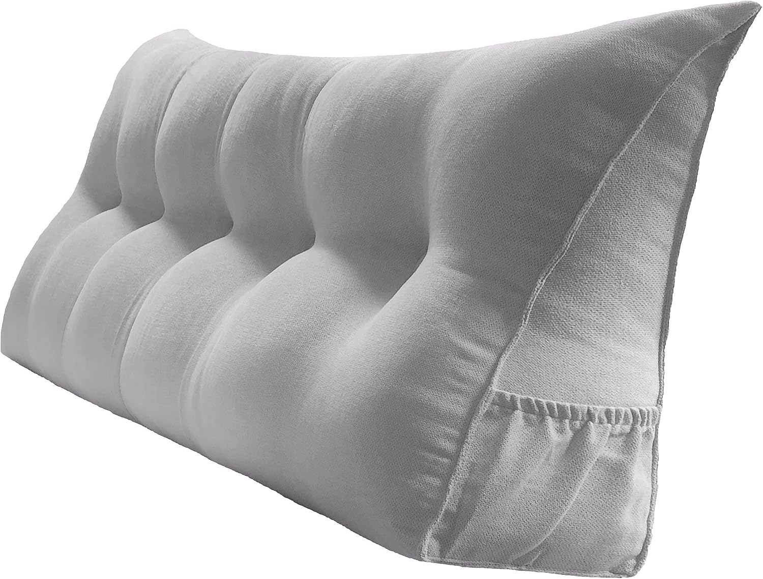 Peachwell Almohada triangular de lectura para reposo en cama, cojín grande para cabecera y respaldo, almohada de cuña con funda extraíble y dos
