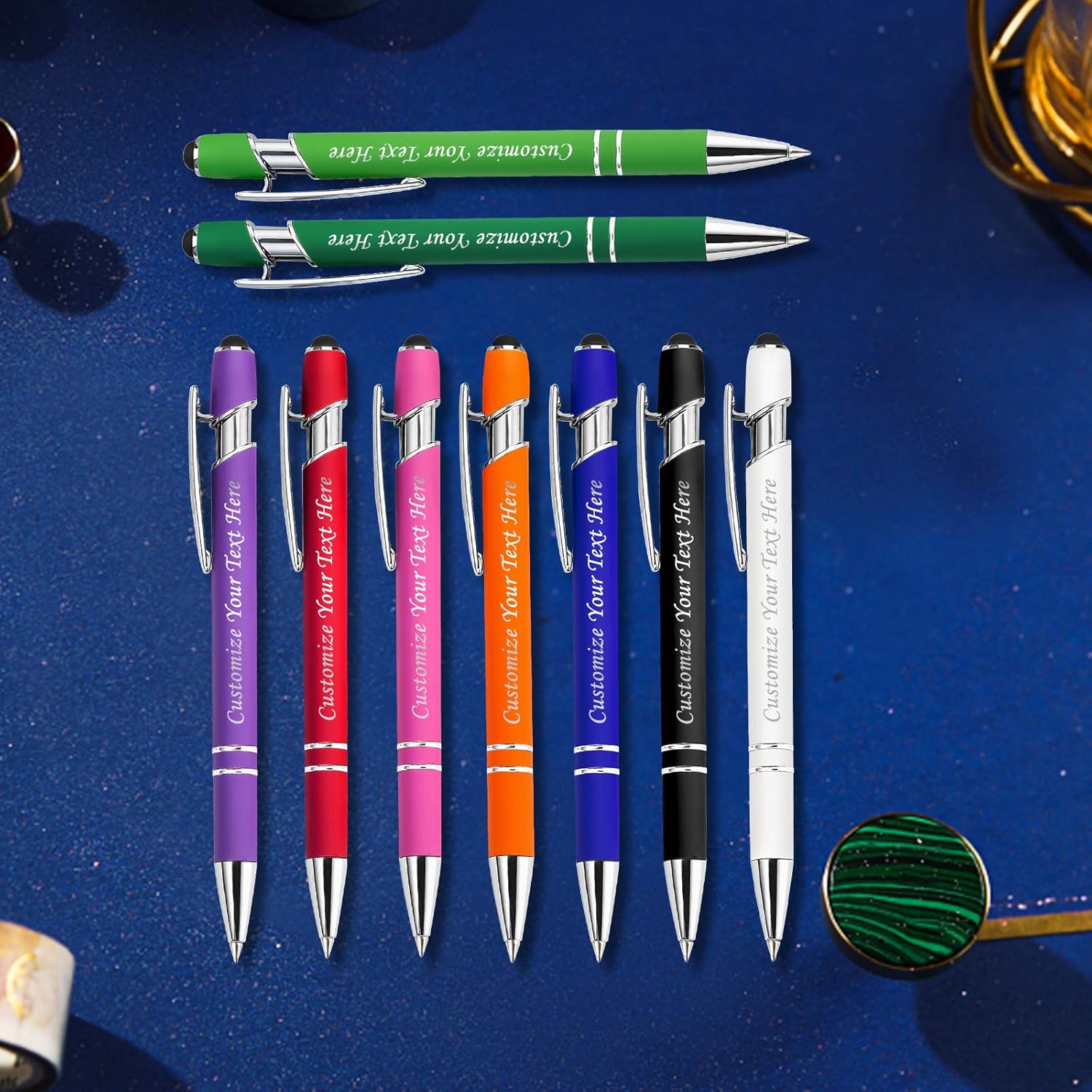 Bolígrafos personalizados a granel con punta de lápiz capacitivo, bolígrafos personalizados de 0.020 in con nombre, logotipo o mensaje grabado,