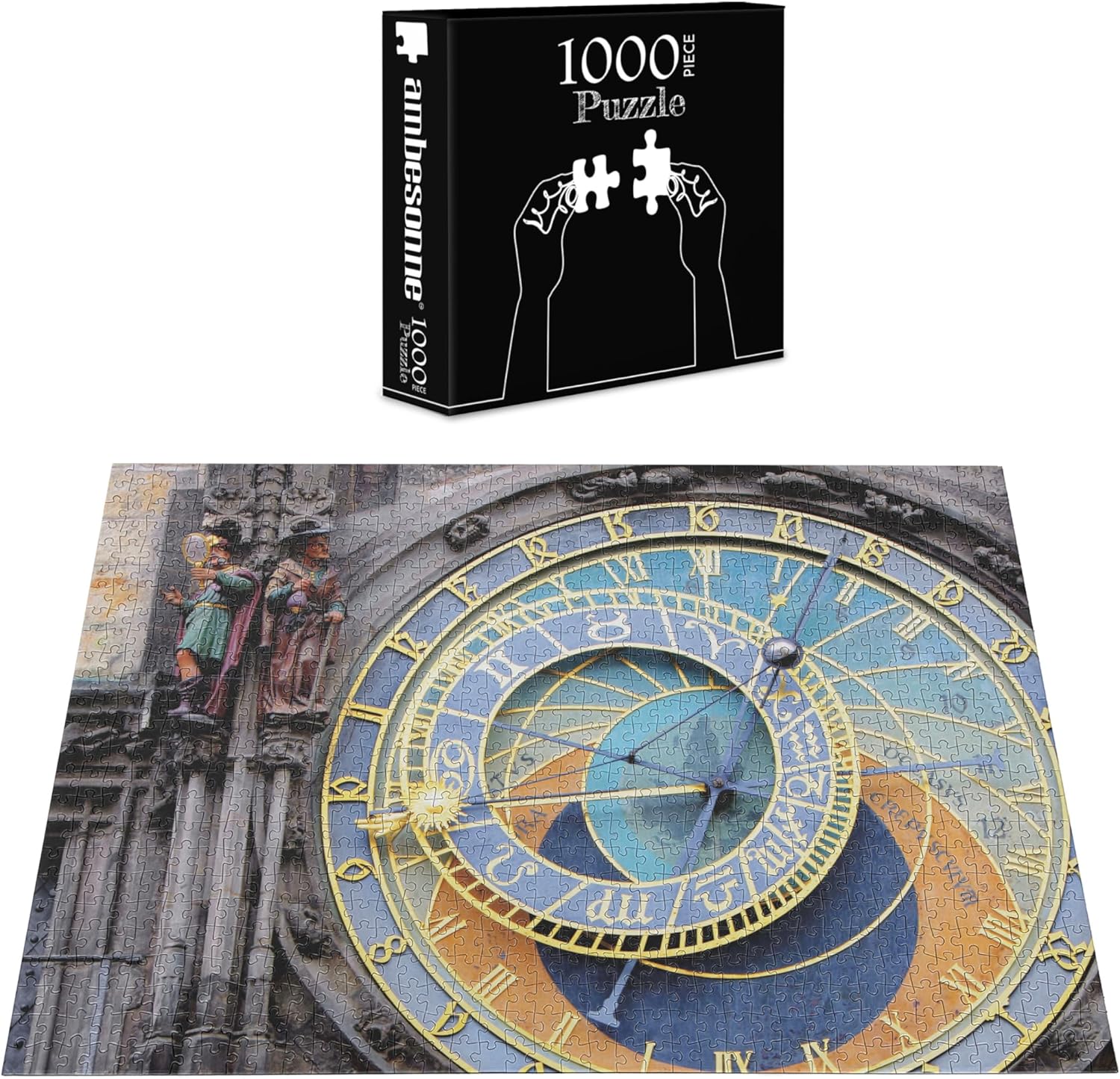 Ambesonne Rompecabezas de reloj, reloj astronómico de Praga en el casco antiguo, un hito medieval europeo de la ciudad, actividad divertida de