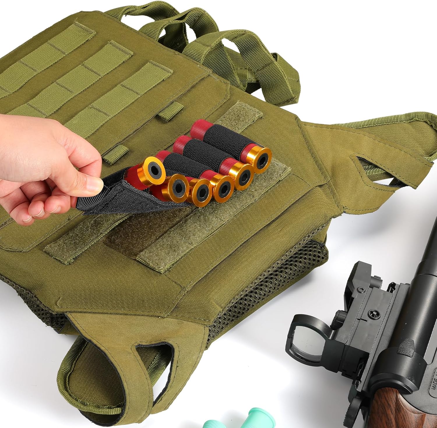 FRTKK Paquete de 2 soportes tácticos para escopeta para rifles, cartucho Molle, portador de munición para calibre 1220