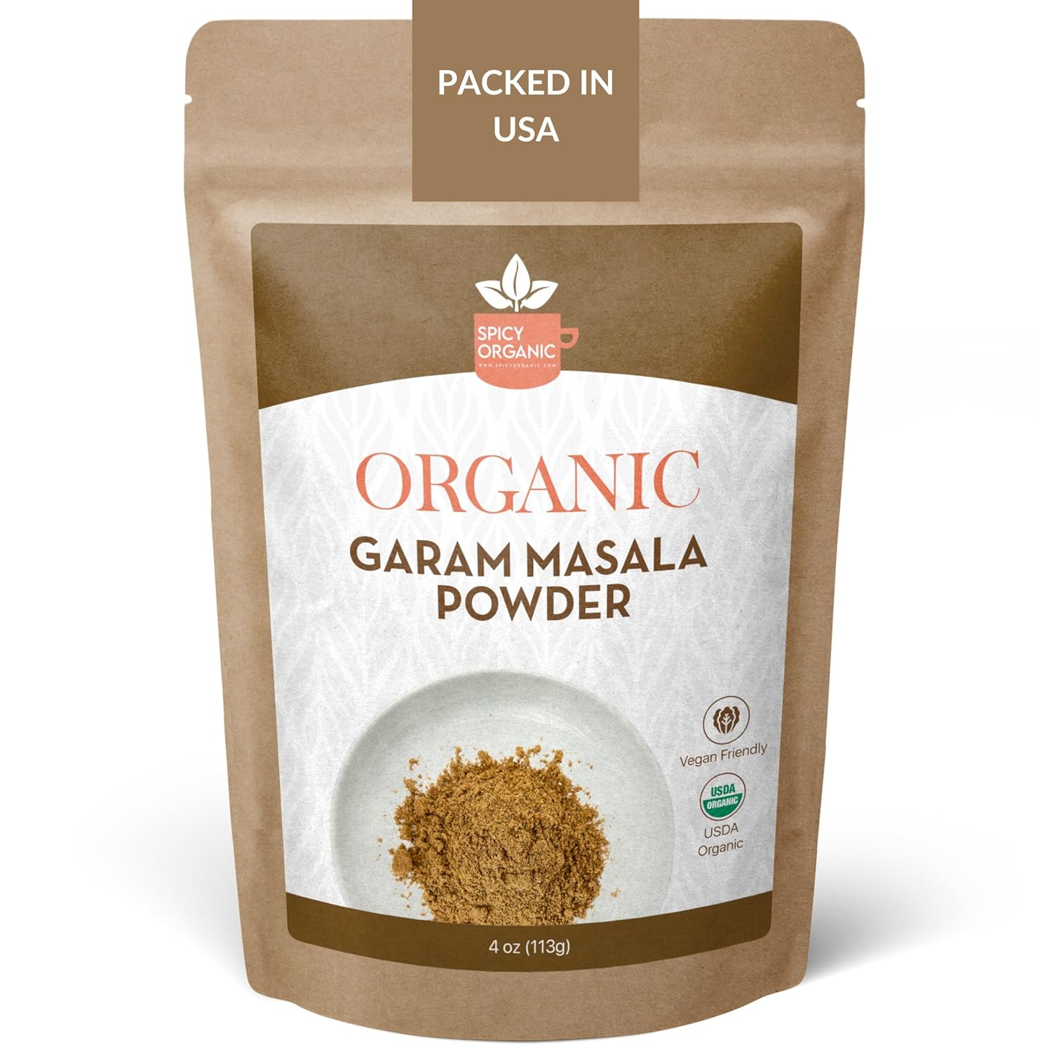 SPICY ORGANIC Garam Masala – Mezcla tradicional de especias indias para curry, condimento de pollo, adobos, arroz, sopas, guisos, tofu y paneer,