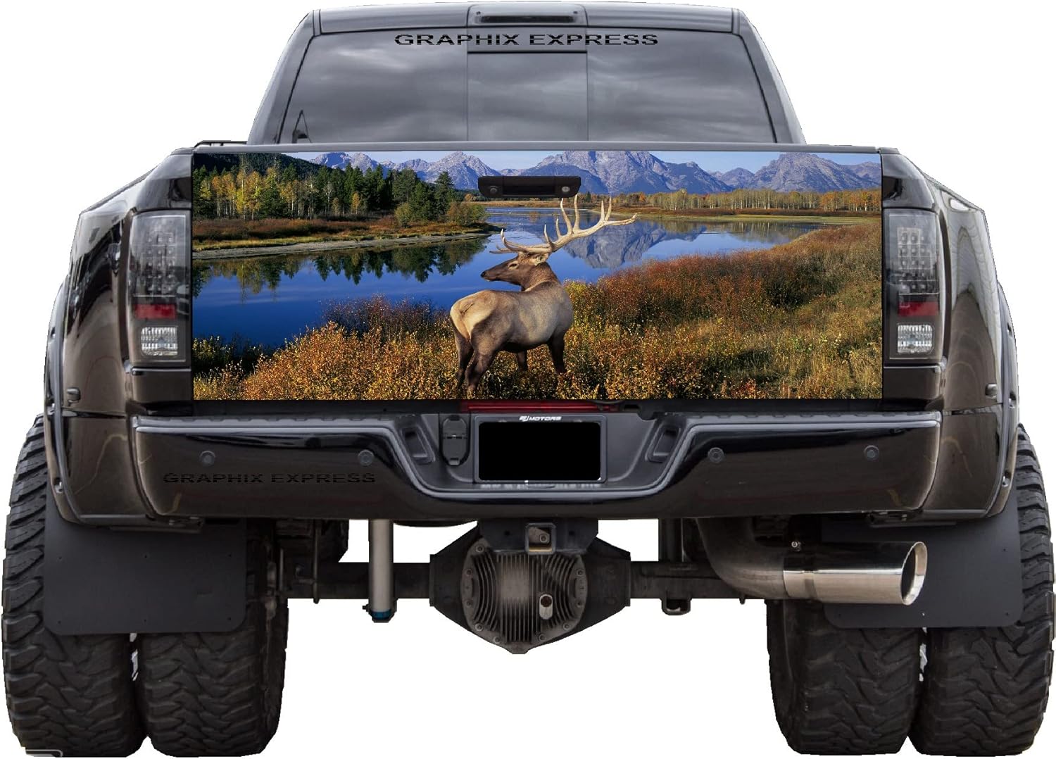GRAPHIX EXPRESS Adhesivo para puerta trasera de camioneta (T79 Deer Hunting), calcomanías para puerta trasera para camionetas, calcomanías gráficas