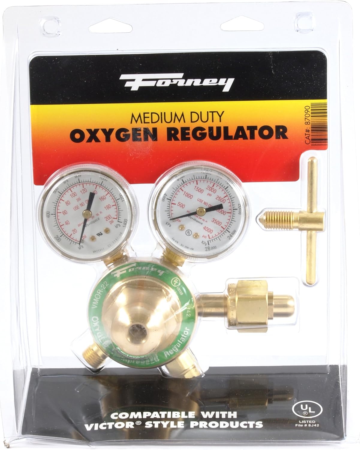 Forney 87090 Regulador de oxígeno, servicio medio, estilo Victor