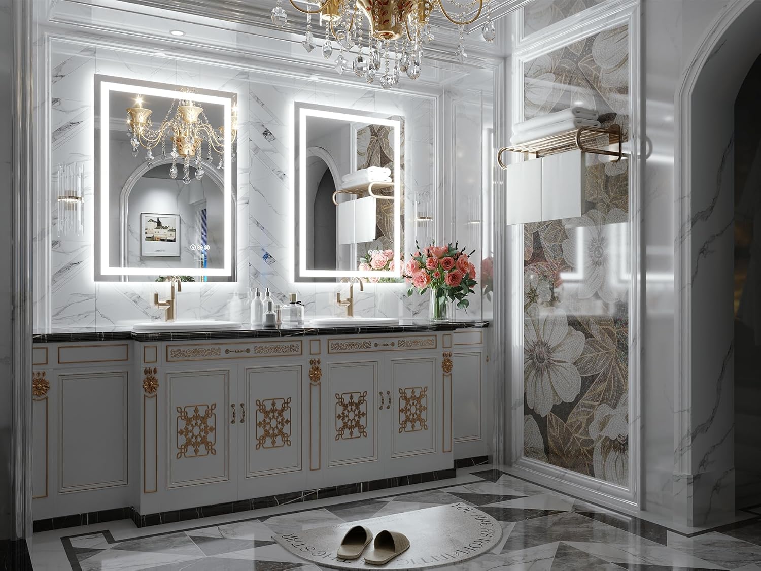 Brightify Espejo de baño LED con luces, espejo de baño LED de 22 x 28 pulgadas, espejo de baño delantero y retroiluminado, 3 colores regulables,