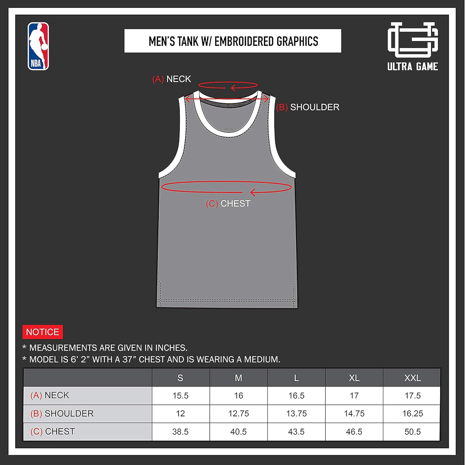Ultra Game NBA Tank Top Mesh Sleeveless Muscle T-Shirt