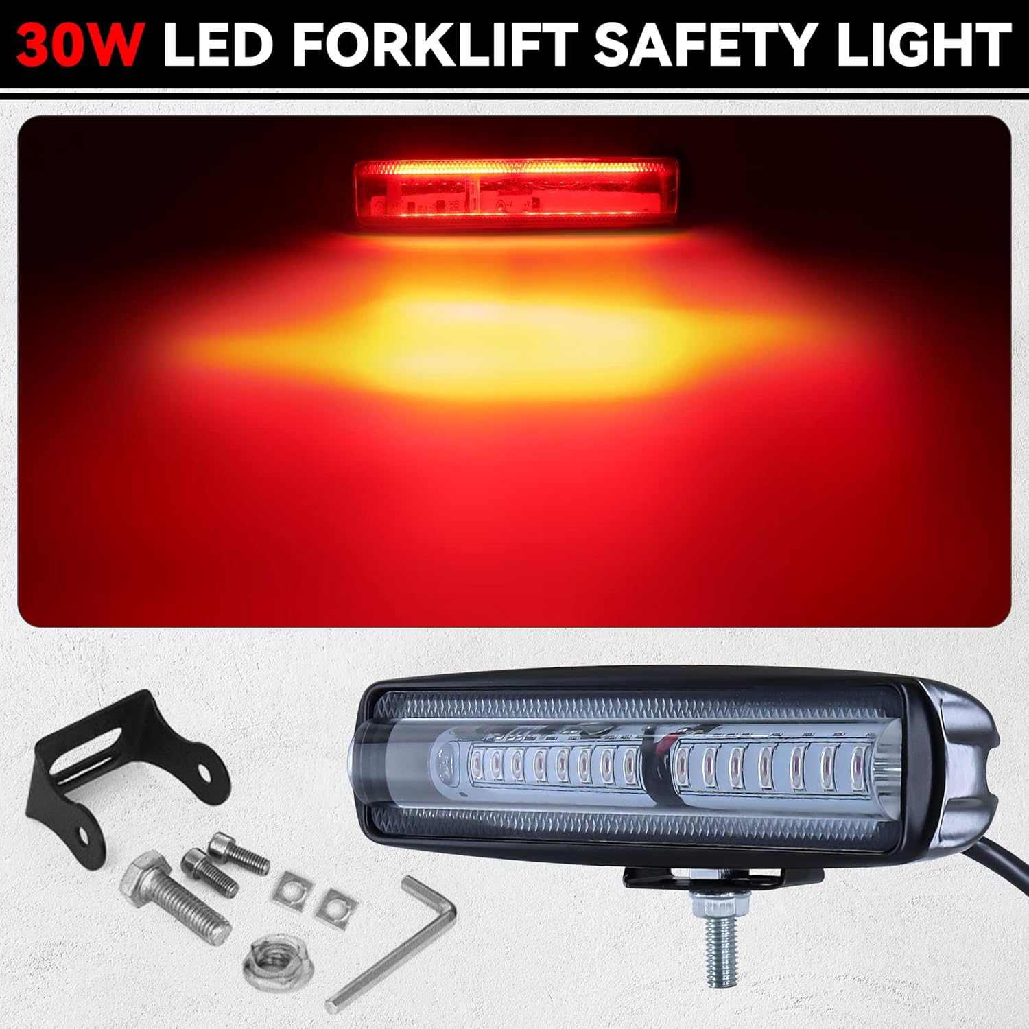 15 luces LED de seguridad para carretilla elevadora, color rojo, 30 W, CC, 12-80 V, luces de advertencia de almacén, luces de seguridad para