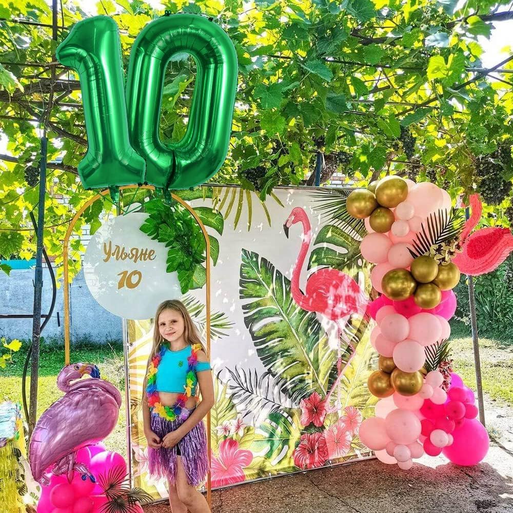 TONIFUL Globo verde oscuro de 40 pulgadas con números grandes del 0 al 9, decoración de fiesta de cumpleaños, globo de aluminio Mylar de números