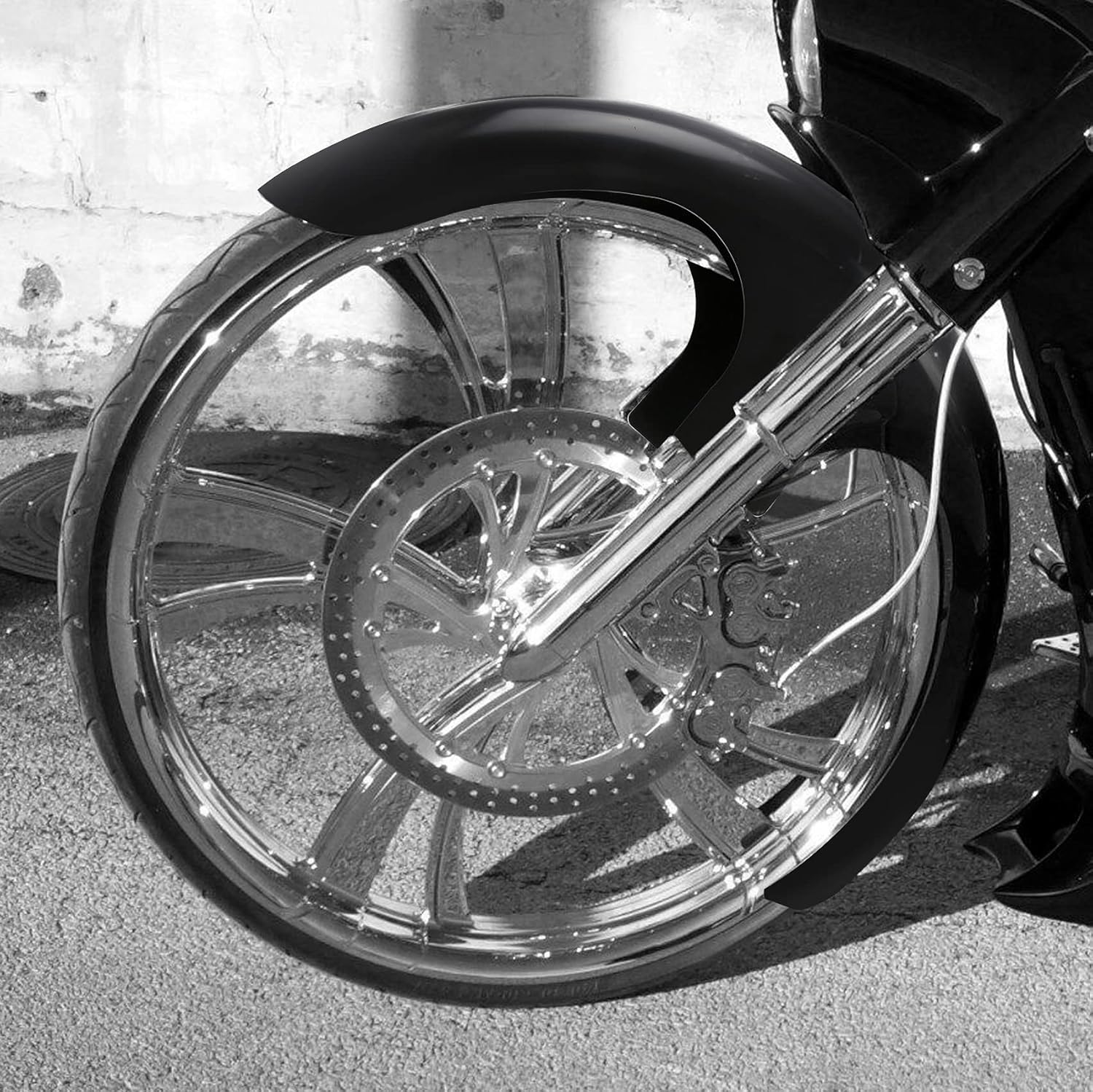 SLMOTO Guardabarros delantero de motocicleta negro brillante de 30 pulgadas para Harley Touring Road King Road Glide Electra Glide Street Glide