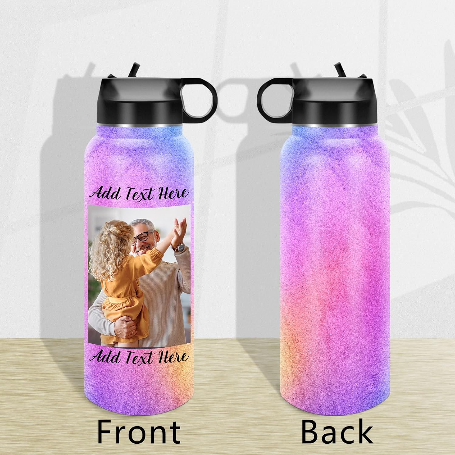 ARTSMADE Botellas de agua personalizadas para niños con nombre, botellas de agua de acero inoxidable personalizadas para la escuela, aisladas al