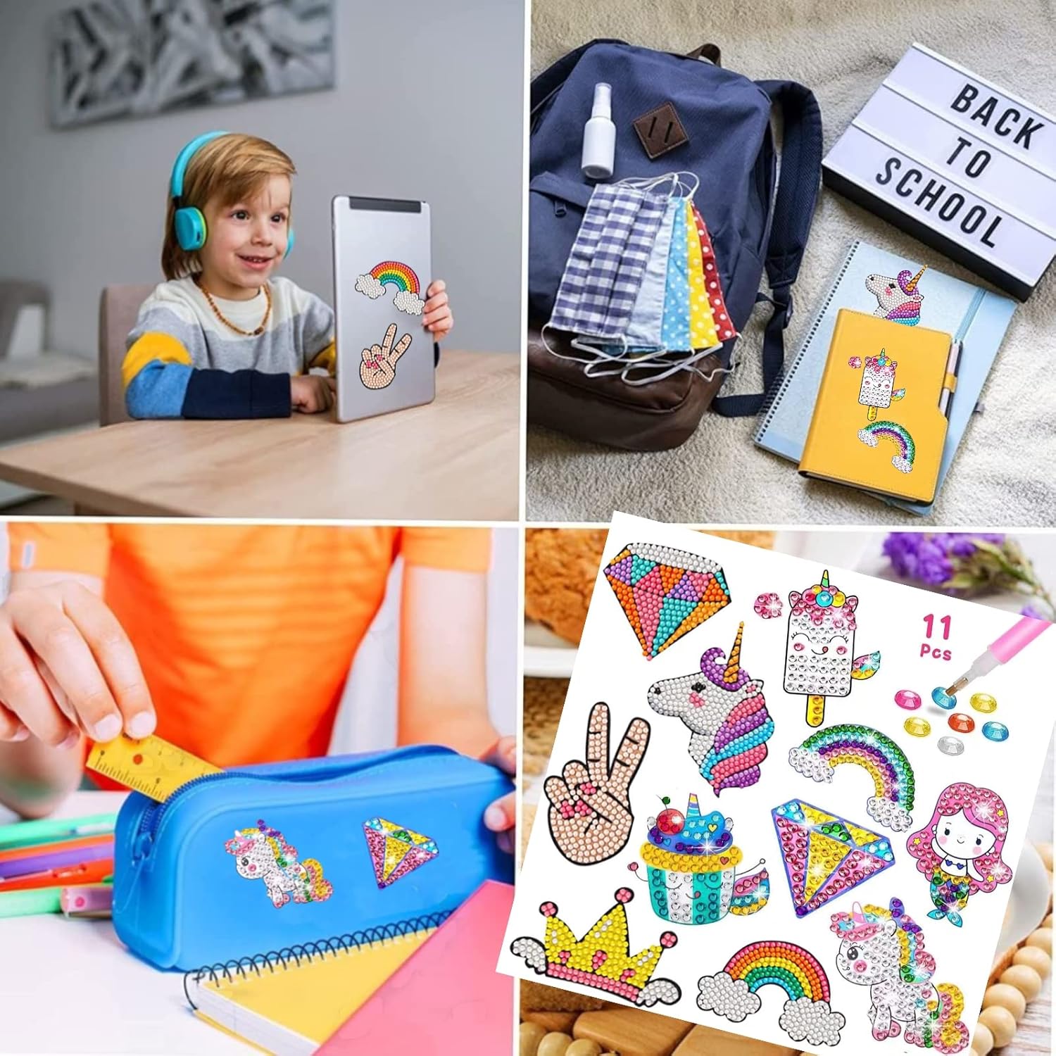 Fadgesy Kits de calcomanías de pintura de diamantes 5D para artes infantiles, kits de pintura por números, adecuación, arte y manualidades para