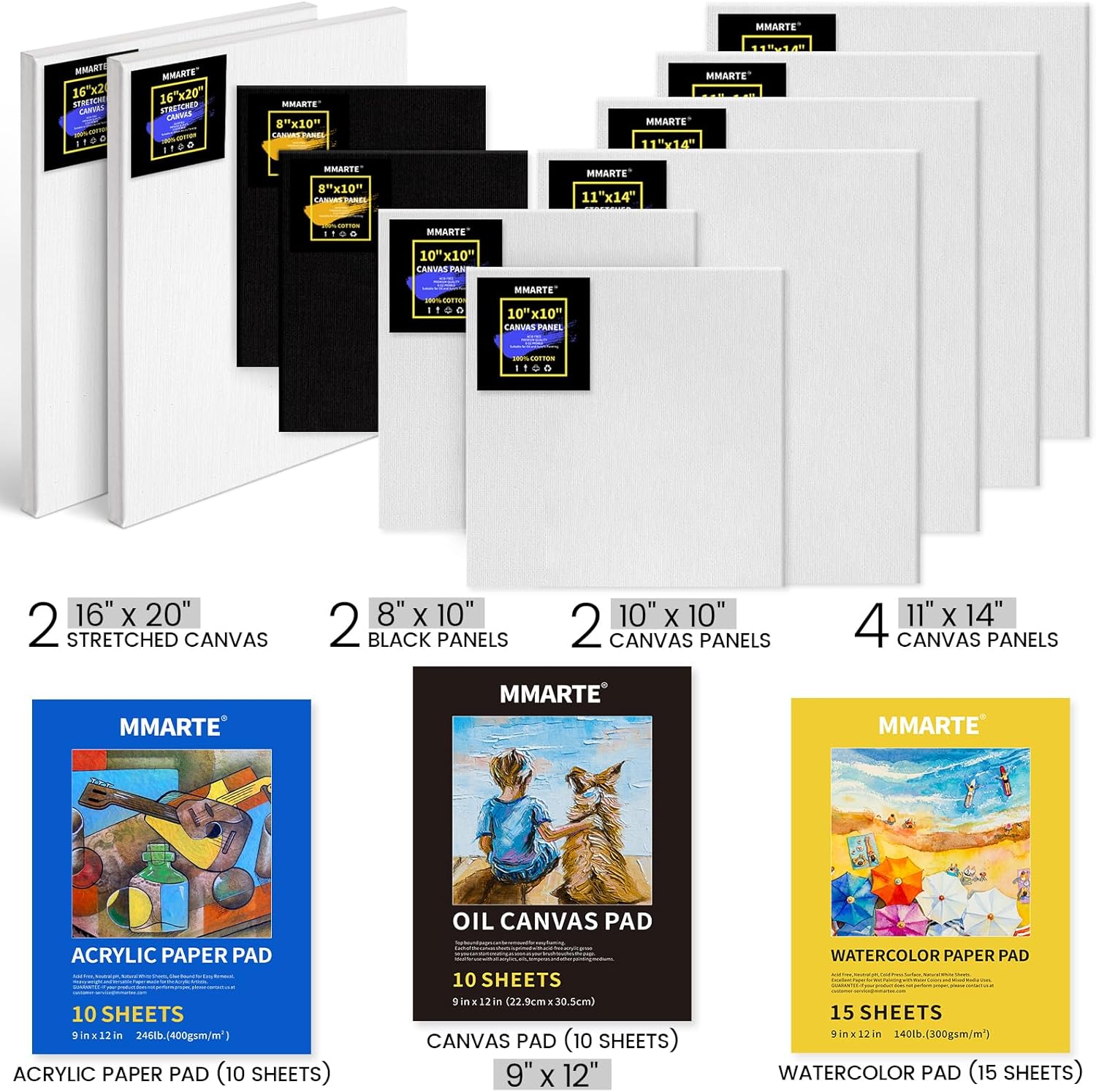 MERRIY Kit de pintura artística de 155 piezas con caballete francés, pinturas acrílicas de 48 colores, pinturas al óleo de 24 colores, pinturas de