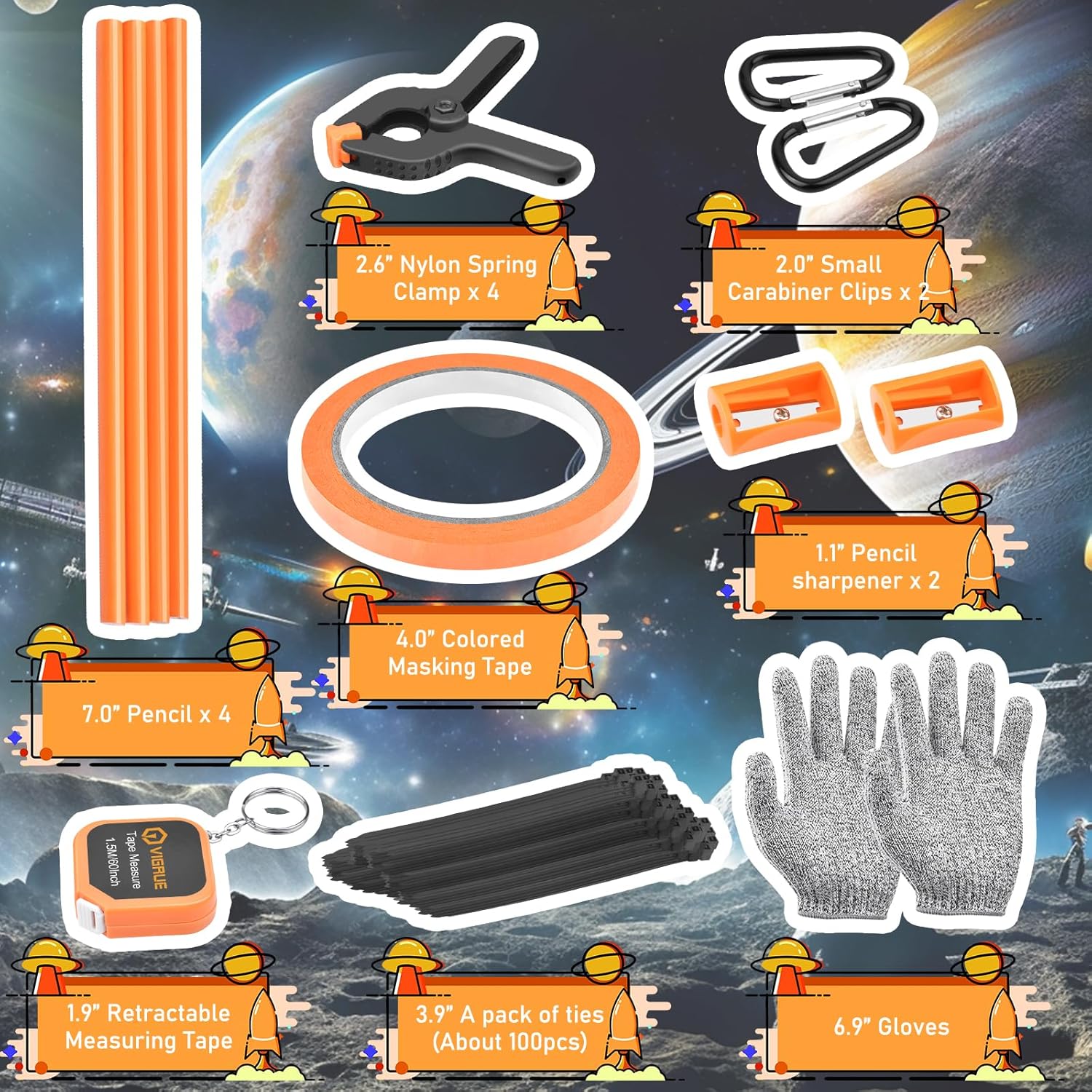 VIGRUE Juego de herramientas para niños, kit de herramientas manuales reales con cinturón y bolsa, accesorios de aprendizaje pequeños para