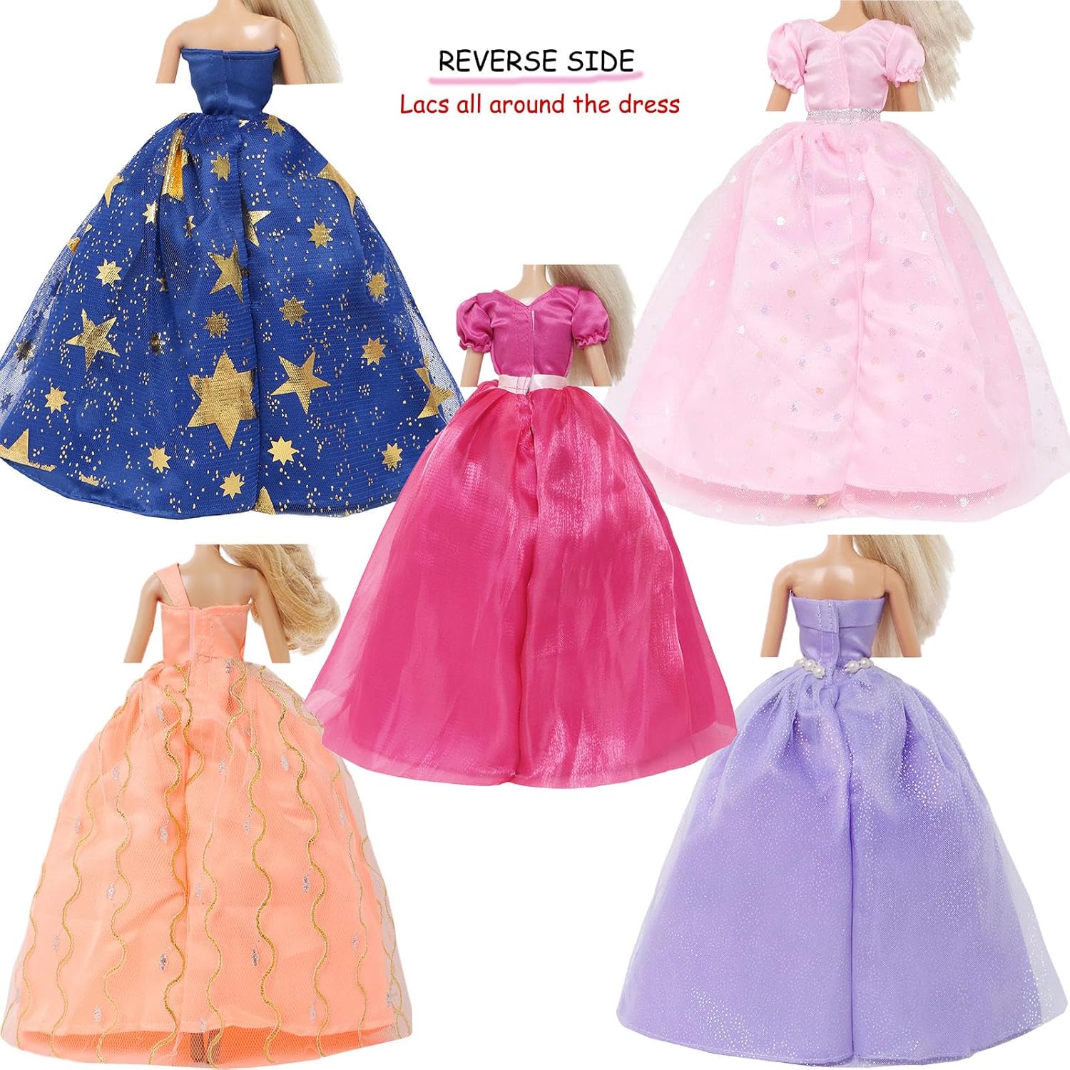 BJDBUS 5 piezas de vestido de novia hecho a mano vestido de fiesta para niña de 11.5 pulgadas muñeca accesorios de ropa al azar conjunto de ropa