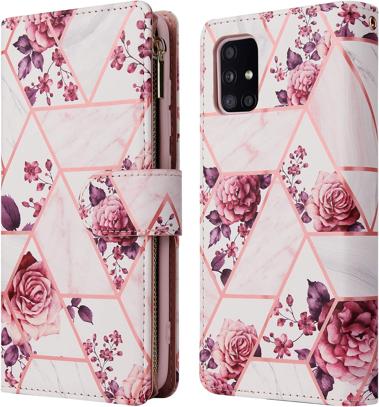 UEEBAI Funda tipo cartera para iPhone 12 Mini de 5.4 pulgadas, piel sintética de alta calidad, cierre magnético, bolsillo con cremallera, ranuras