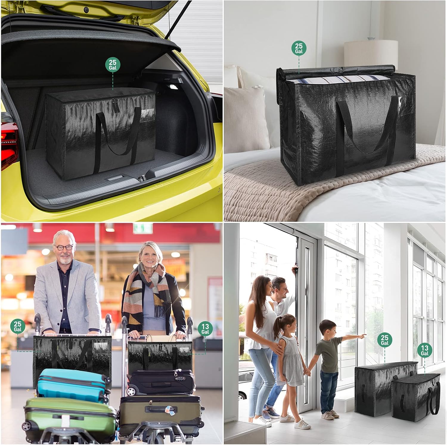 BALEINE Bolsas de mudanza de 25 galones con asas reforzadas, bolsa de almacenamiento resistente debajo de la cama para cajas de mudanza, ropa,