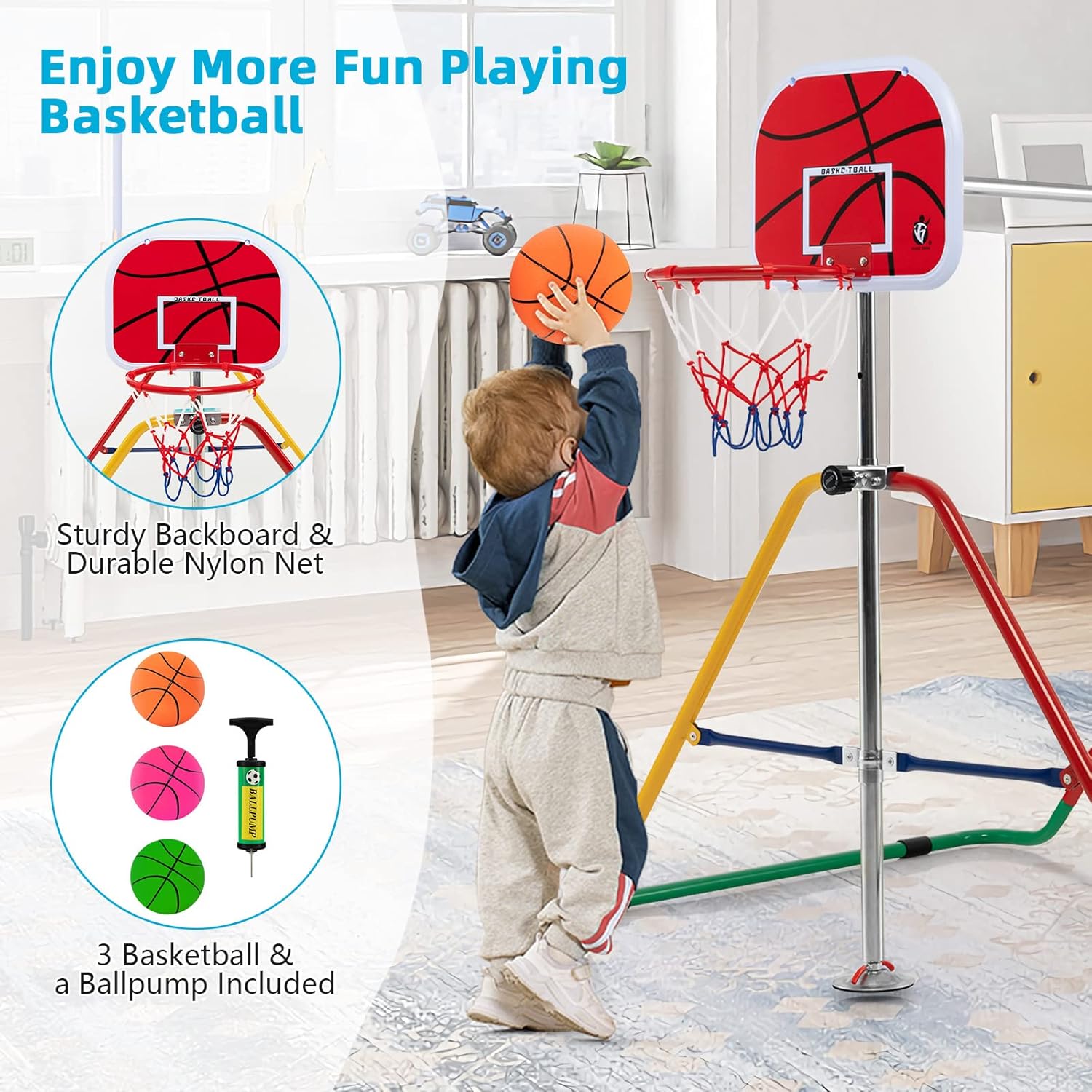 Costzon Gymnastics Bar With Basketball Hoop