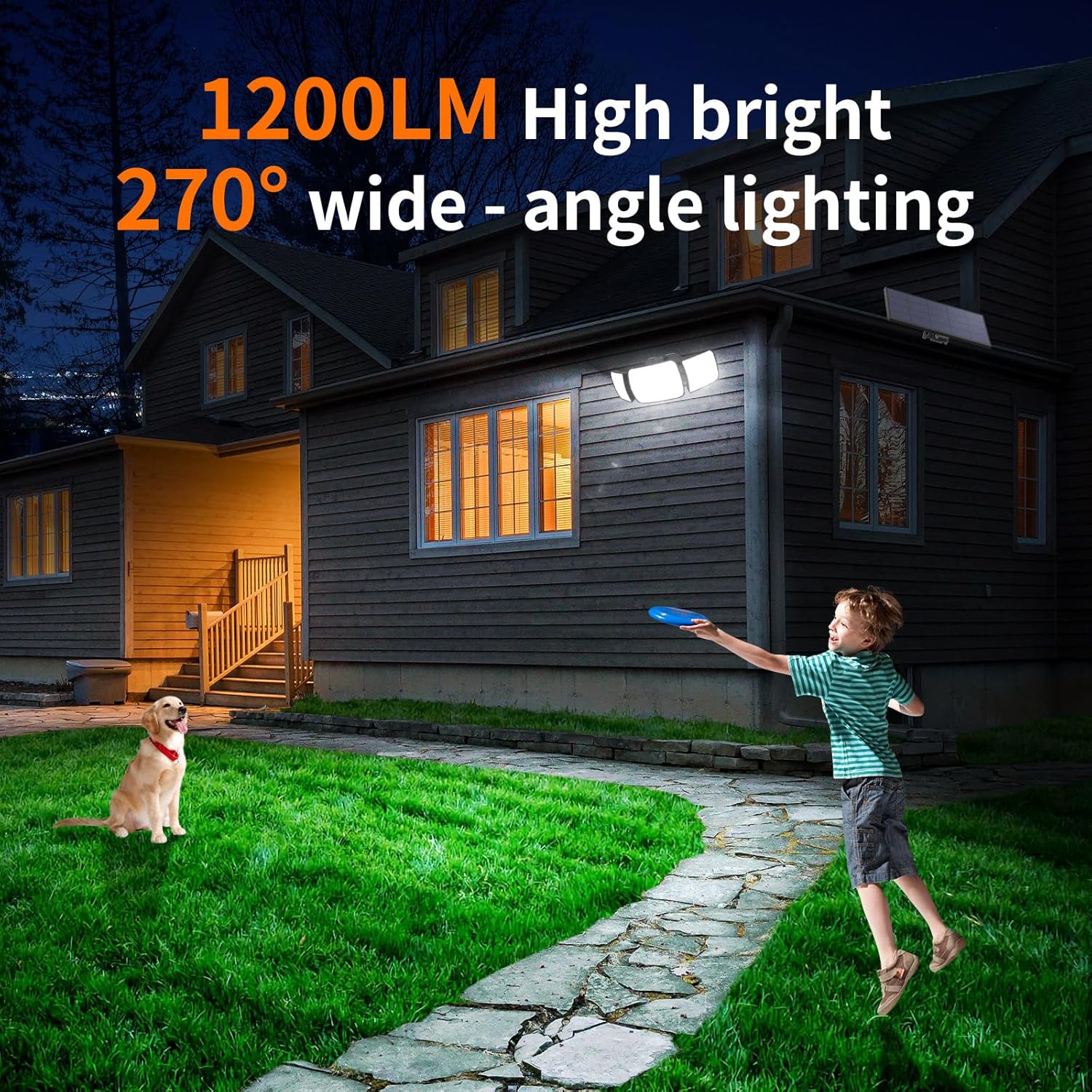 intelamp Luces solares impermeables para exteriores con control remoto, 6000mAh 1200LM luz solar con sensor de movimiento para exteriores, luces
