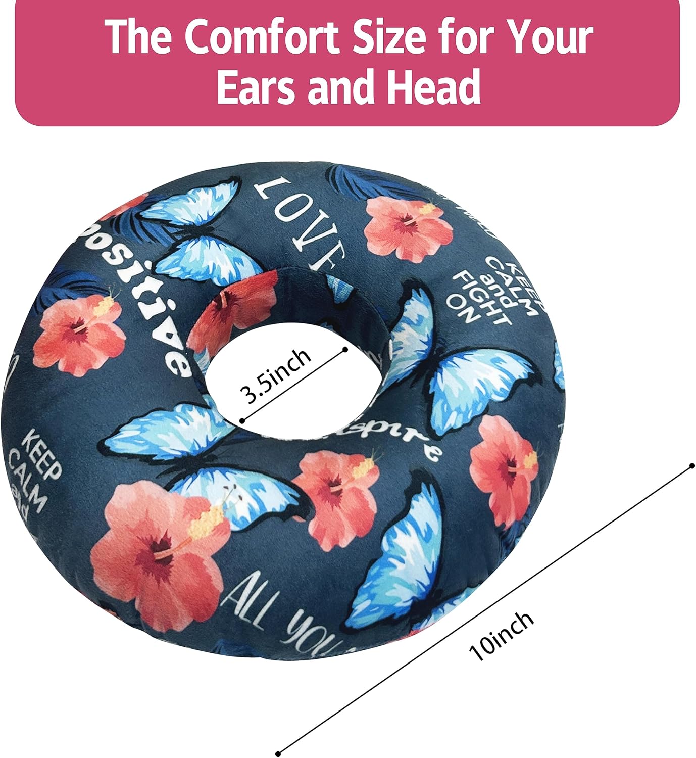 BVOKQUC Almohada perforadora de oreja para dormir de lado, almohadas con agujeros para dolor de oído, almohada de dona para dormir del lado de la