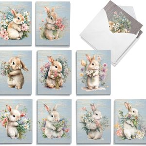 The Best Card Company Juego de 20 tarjetas de Pascua surtidas de 4 x 5.12 pulgadas con sobres (10 diseños, 2 de cada uno) conejitos con flores The Best Card Company Juego de 20 tarjetas de Pascua surtidas de 4 x 5.12 pulgadas con sobres (10 diseños, 2 de cada uno) conejitos con flores