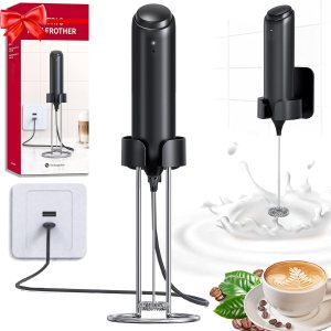 Espumador de leche recargable de mano, espumador de café AdanZst de mano con soporte de carga USB, mezclador eléctrico de mano, mini batidor Espumador de leche recargable de mano, espumador de café AdanZst de mano con soporte de carga USB, mezclador eléctrico de mano, mini batidor