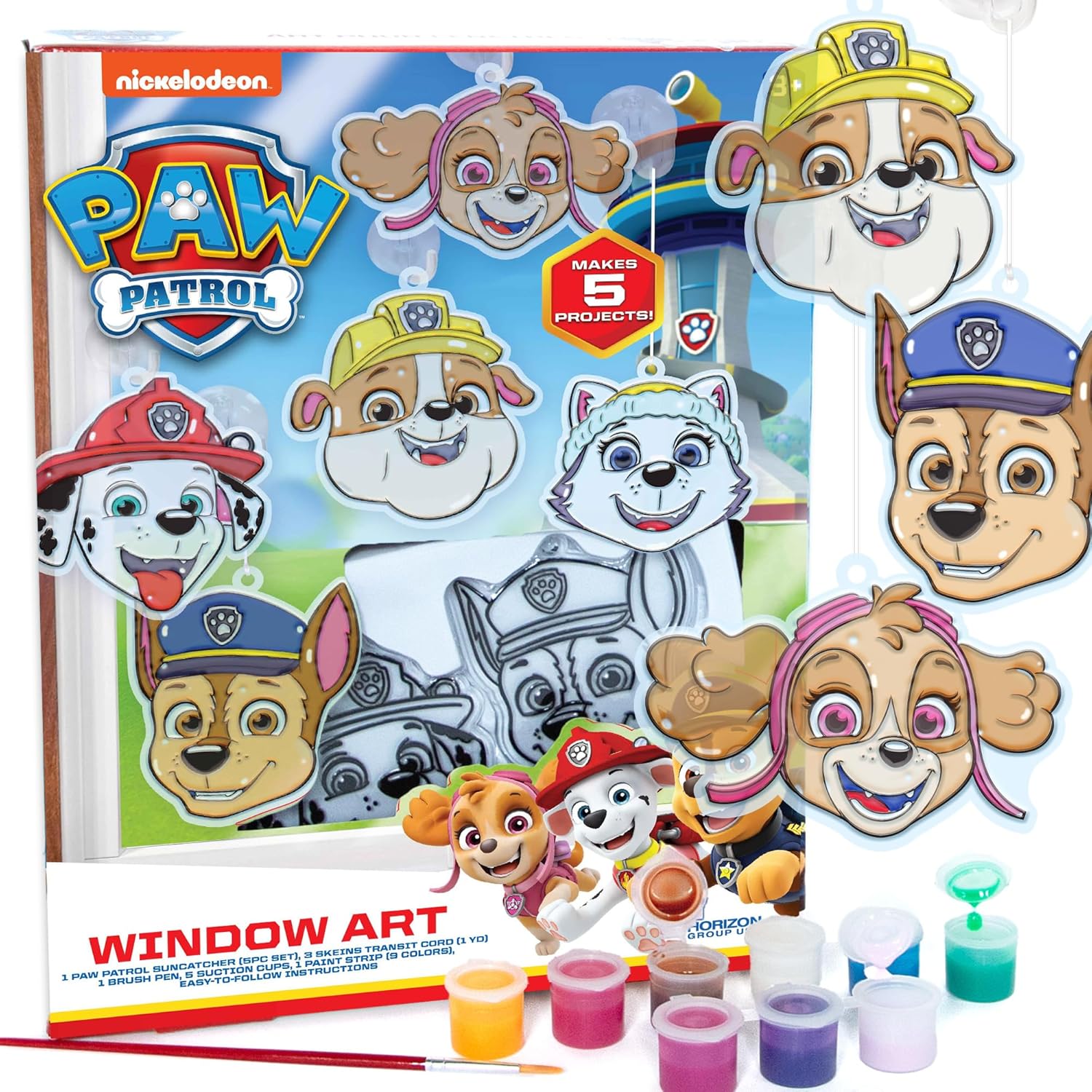 Arte de ventana de Paw Patrol, hace 5 atrapasoles de escombros de la Patrulla Canina, Everest, Marshall, Chase, Skye, atrapasoles de la Patrulla