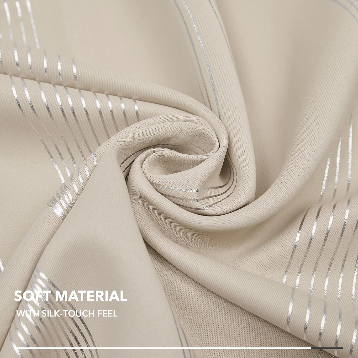 Cortinas Deconovo opacas, con aislamiento térmico, para dormitorio, estampado color metálico con patrón de ondas, 2 unidades