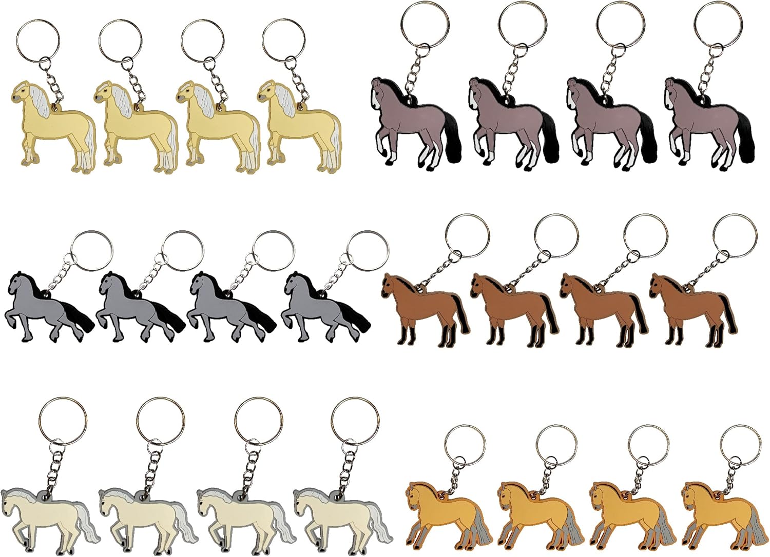 24 Pack Horses Keychains Key Ring Decoration Cowboy Cowgirl Party Favor Gift Supplies for Kids