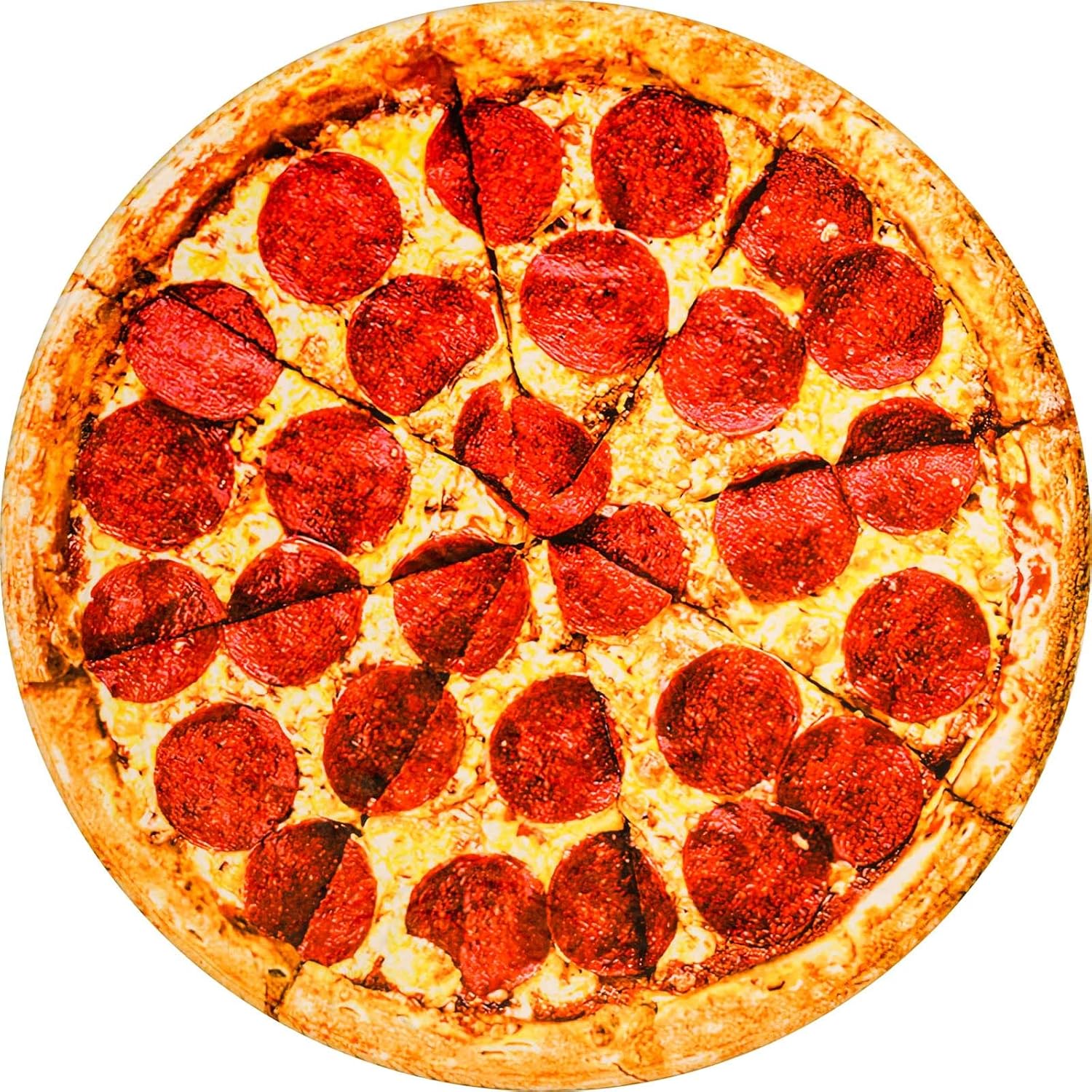 Vessia Manta con estampado de pizza, manta redonda realista y divertida para adultos y niños, manta de pizza Pepperoni de 300 GSM para sofá, cama,