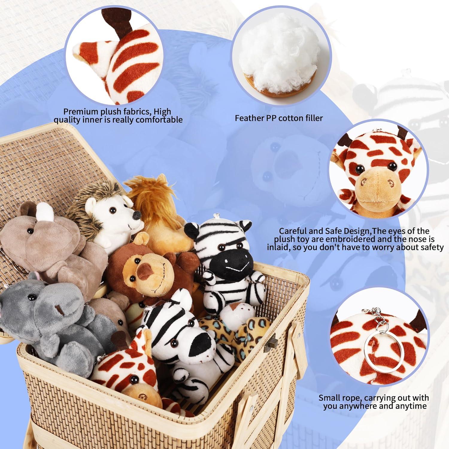 Spoilu Pequeños animales de peluche a granel, 12 piezas de mini juguetes de peluche de animales del bosque, lindos animales de peluche de 4.5