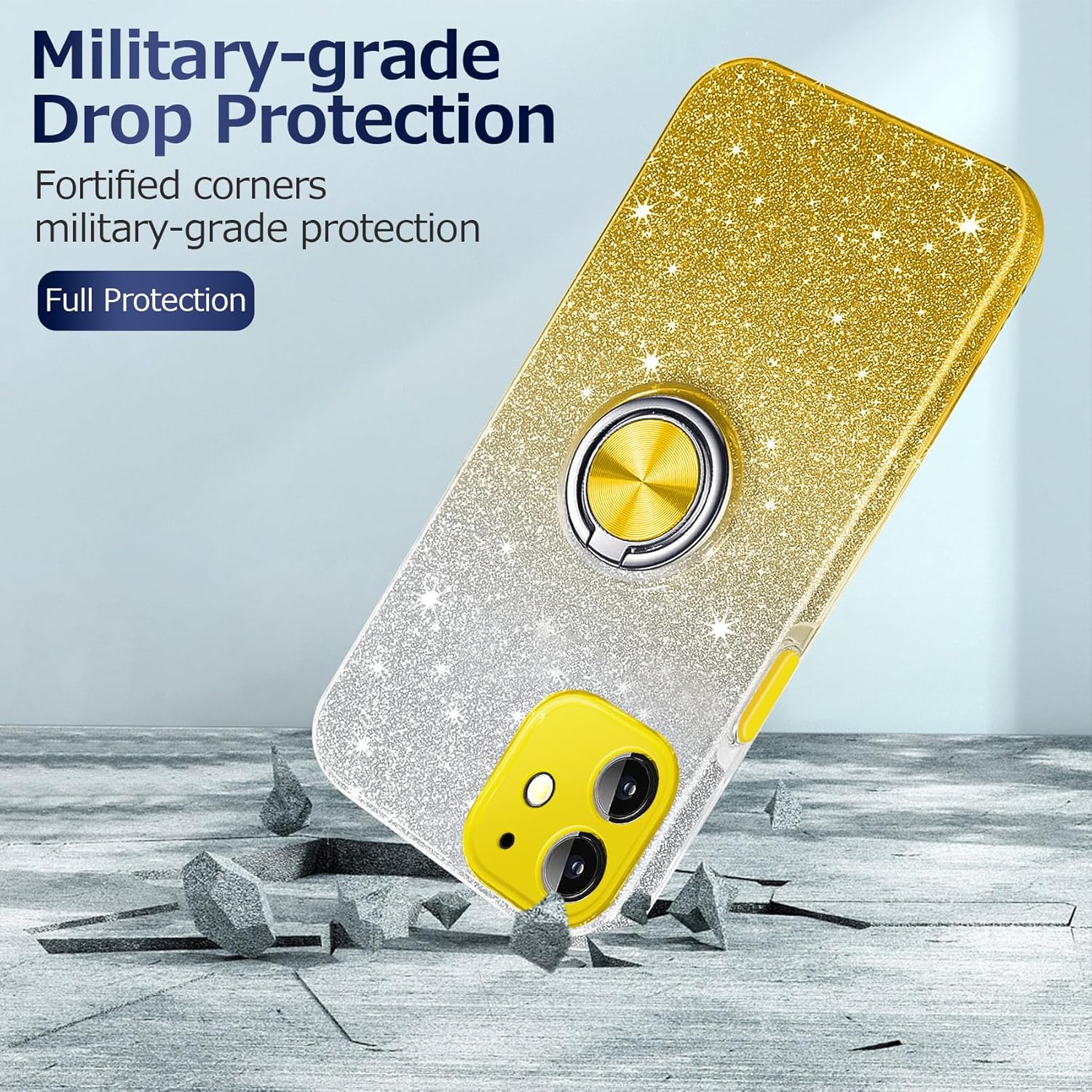 JUNAUTTB Funda para iPhone 11 con soporte magnético, purpurina brillante, para niñas y mujeres, funda de TPU y funda protectora de policarbonato