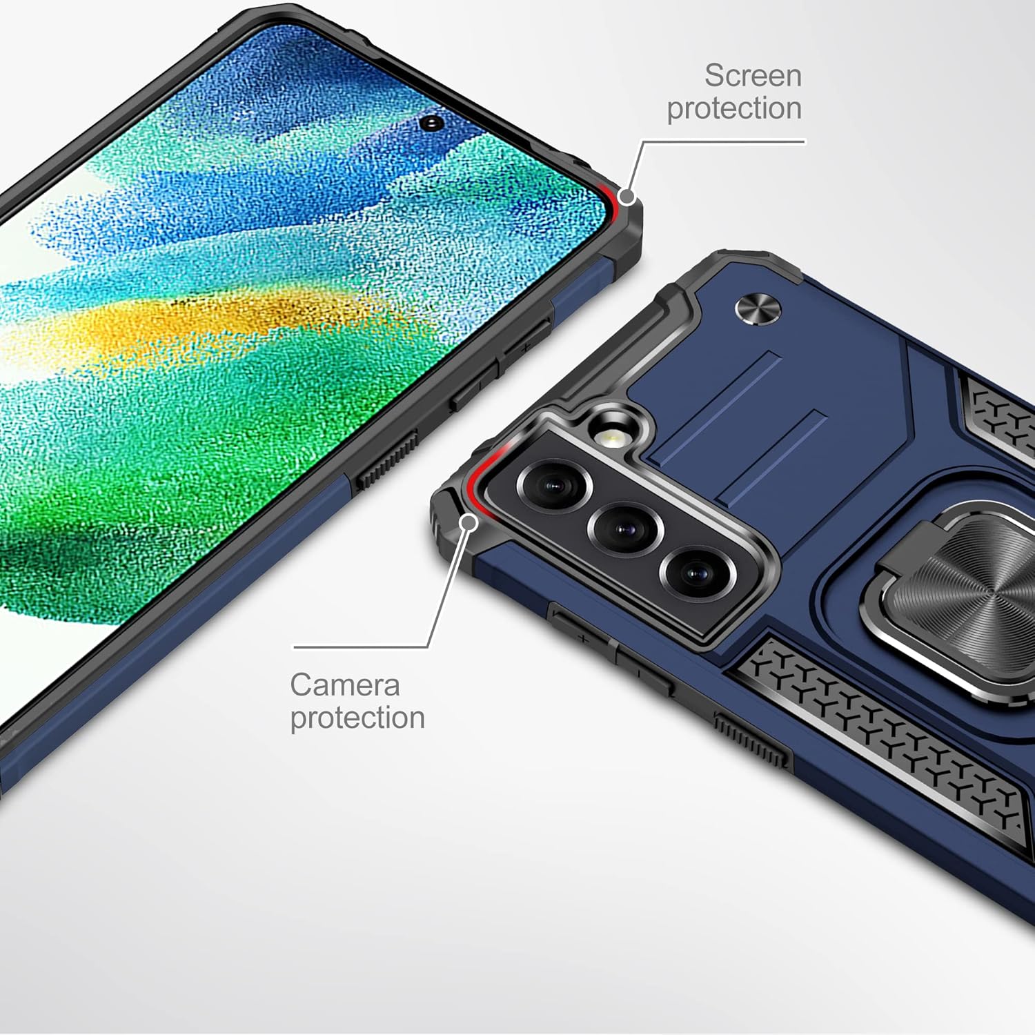 AYMECL Funda para Samsung Galaxy S22, Galaxy S22 con 2 unidades de protección de pantalla de TPU flexible autorreparable, grado militar, doble a