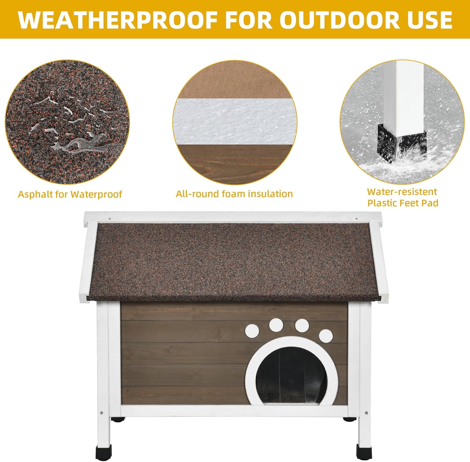 DWVO Casa para gatos al aire libre, totalmente aislada, refugio exterior para gatos con espuma completa, resistente a la intemperie, madera maciza