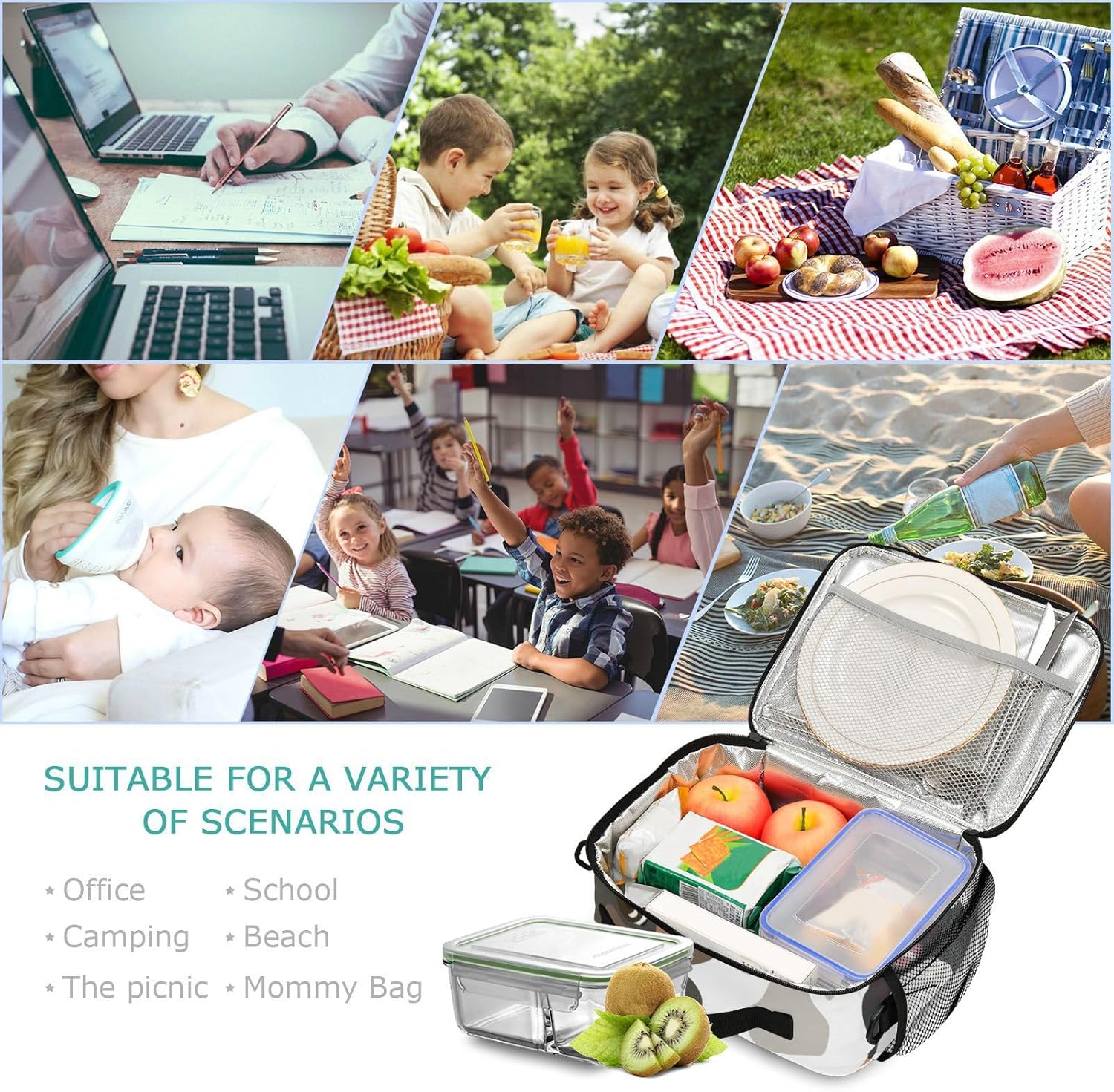 Bolsa de almuerzo para mujeres, con diseño de patas de perro, con aislamiento, bolsa de bulldog inglés con correa ajustable para el hombro, para