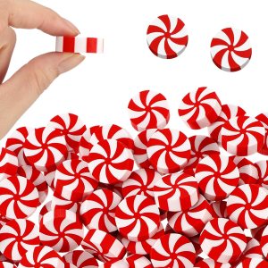 100 gomas de borrar de caramelo de Navidad grandes para niños de la escuela, borradores en forma de caramelo blanco y rojo, a granel para premios de 100 gomas de borrar de caramelo de Navidad grandes para niños de la escuela, borradores en forma de caramelo blanco y rojo, a granel para premios de