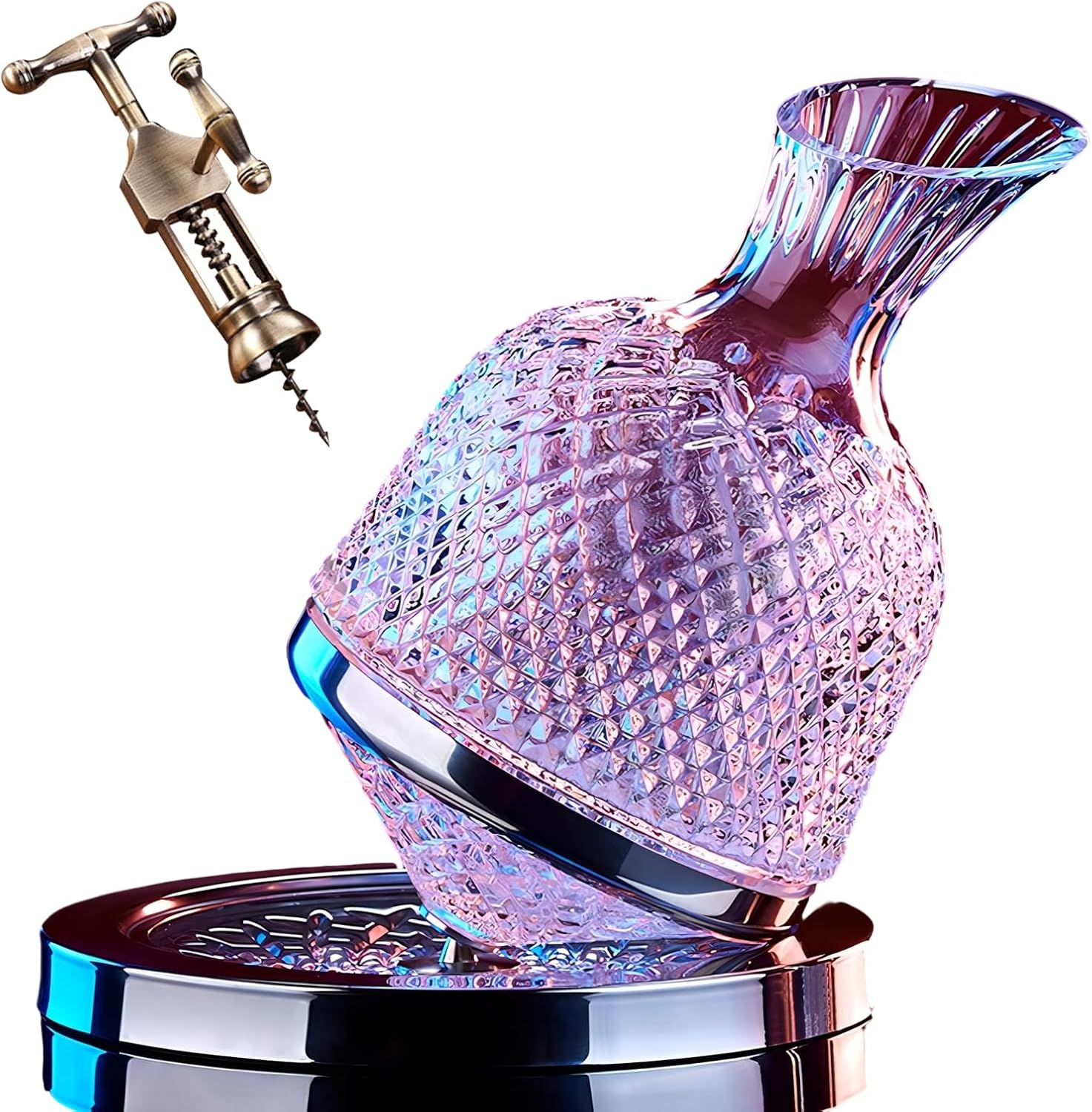 Decantador de vino giratorio, juego de decantador giratorio de cristal de 50.7 fl oz con rotación de 360, regalo para hombres, mujeres, amantes del