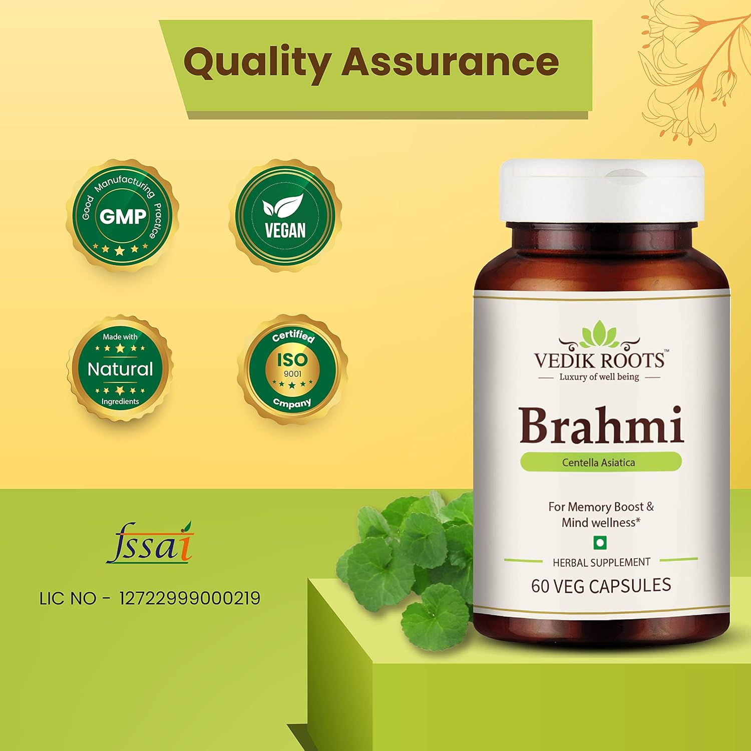Brahmi (Bacopa Monnieri) Extracto puro 450 mg cápsulas vegetales (60 cápsulas) (paquete de 1)